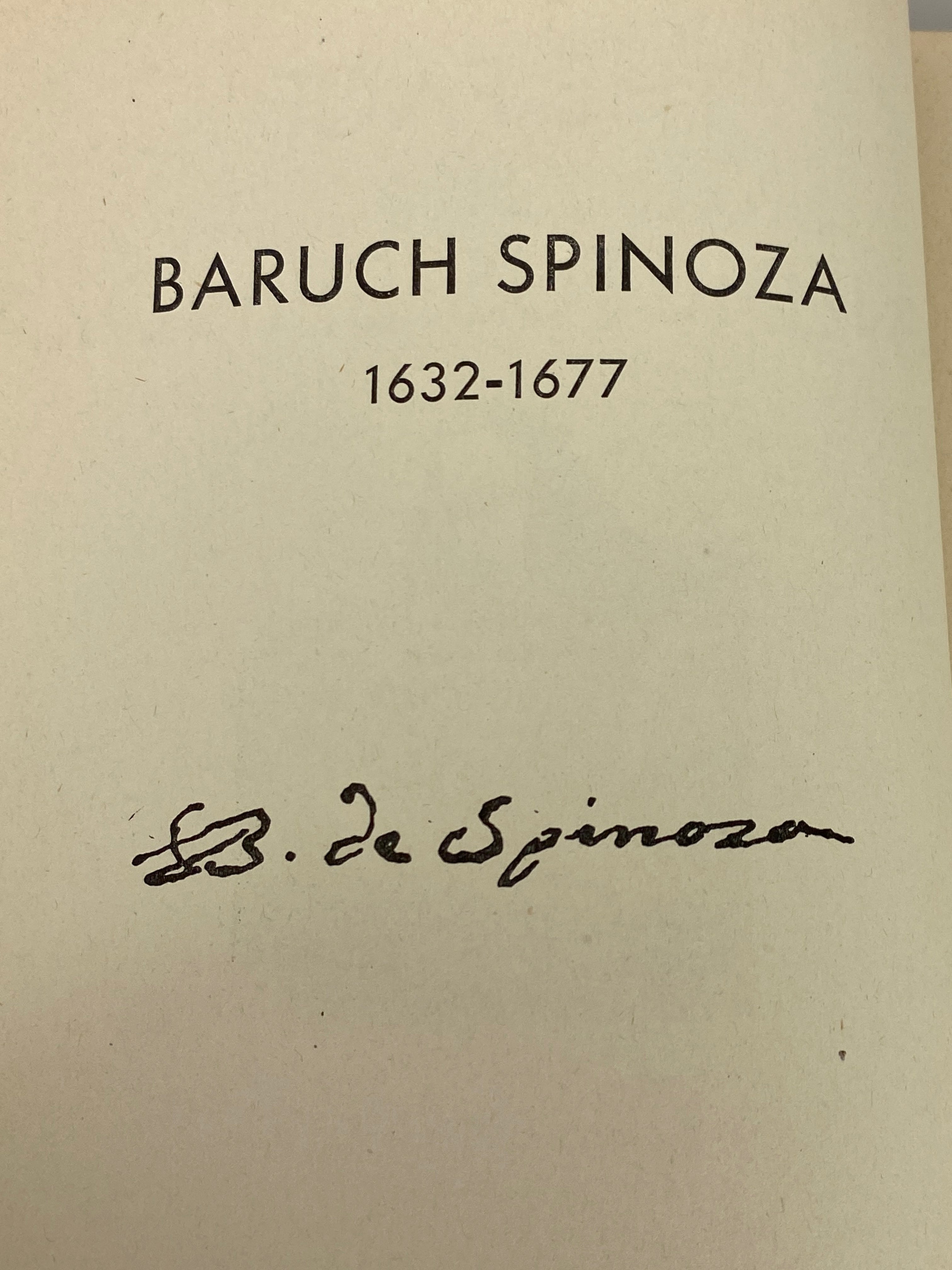 The Face of Benedictus Spinoza by Simon Millner 1946 Vintage HC