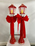 1969 Pair of Red Lamp Posts 38" Plastic Blow Mold by Empire Plastic Corp.