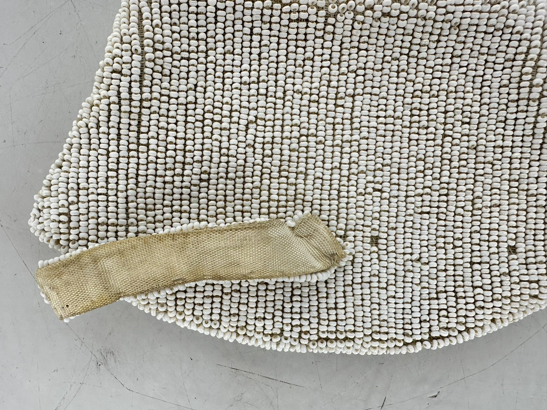 Antique White Microbead Clutch Purse