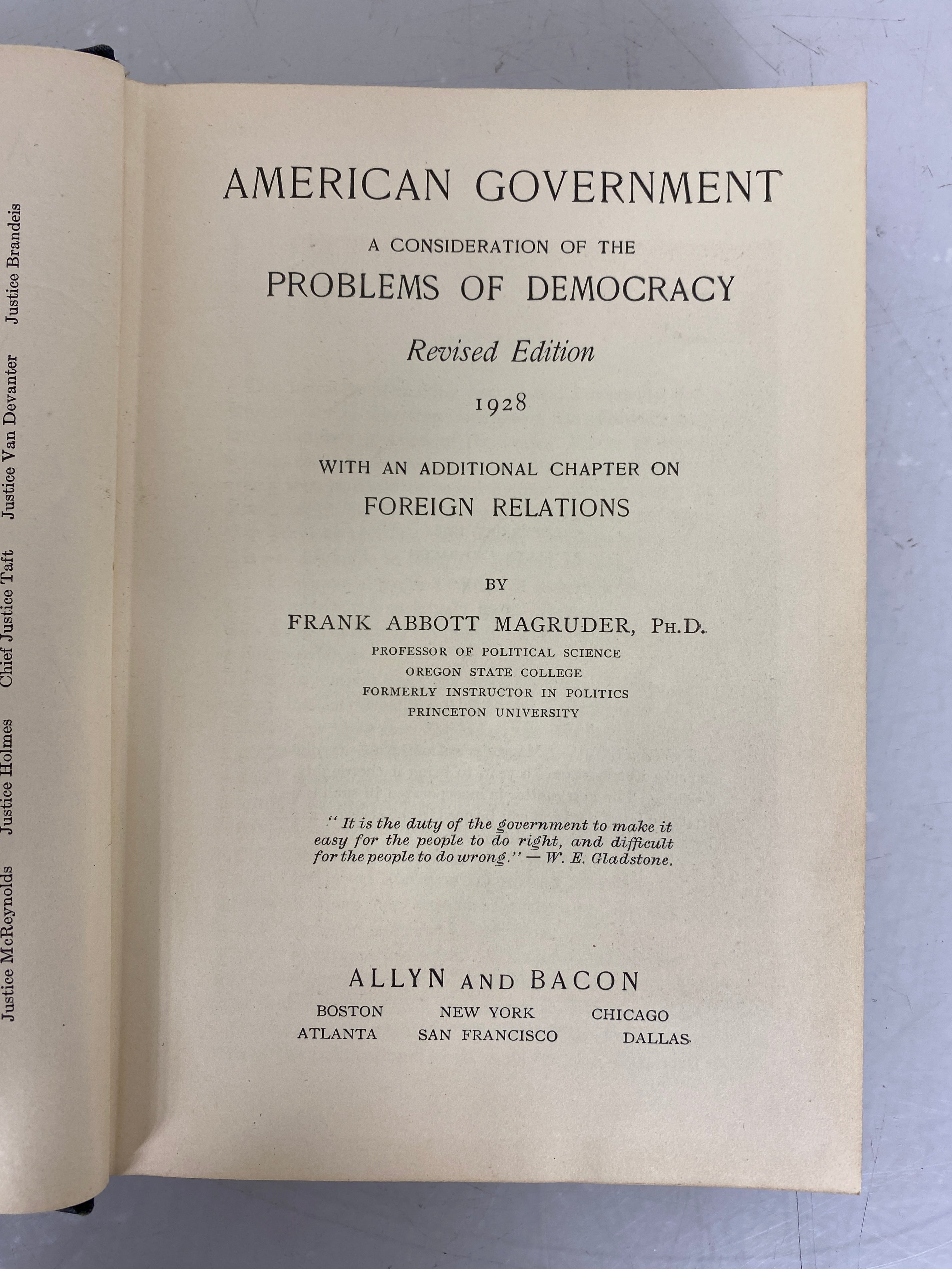 American Government A Consideration of the Problems of Democracy Magruder 1928