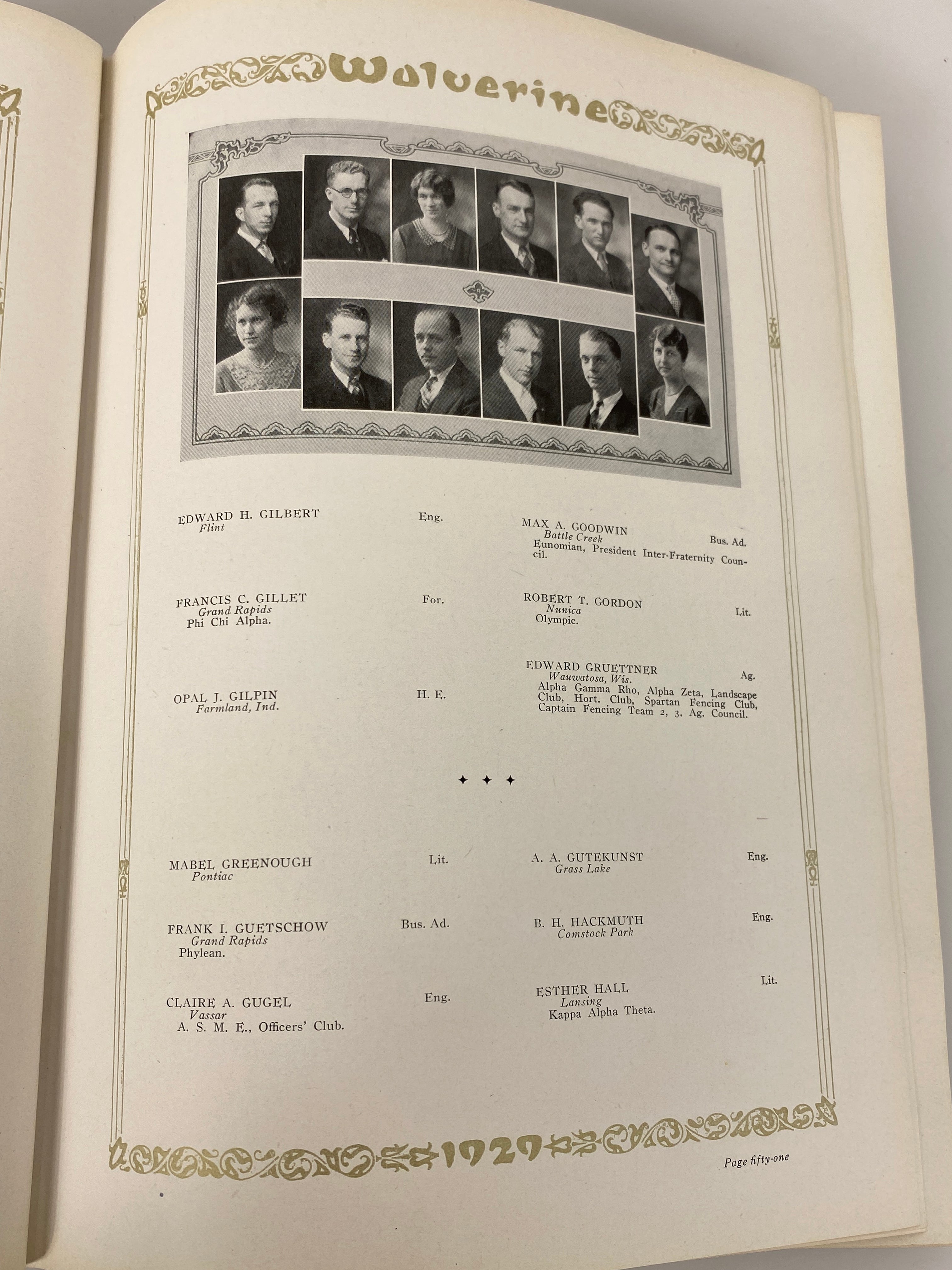 1929 Michigan State College "Wolverine" Yearbook HC