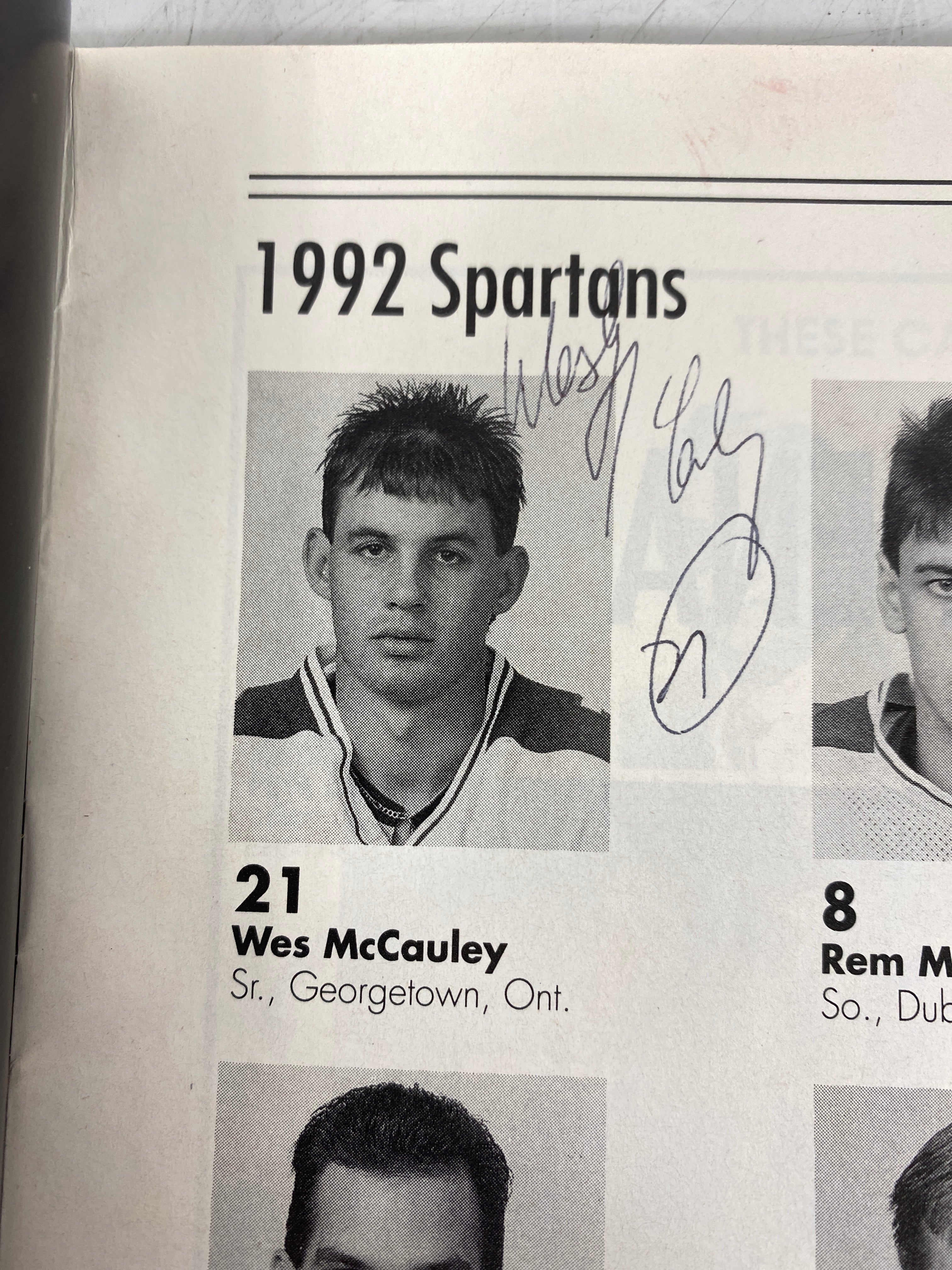 MSU Hockey Program vs Notre Dame Wes McCauley *signed* 1993