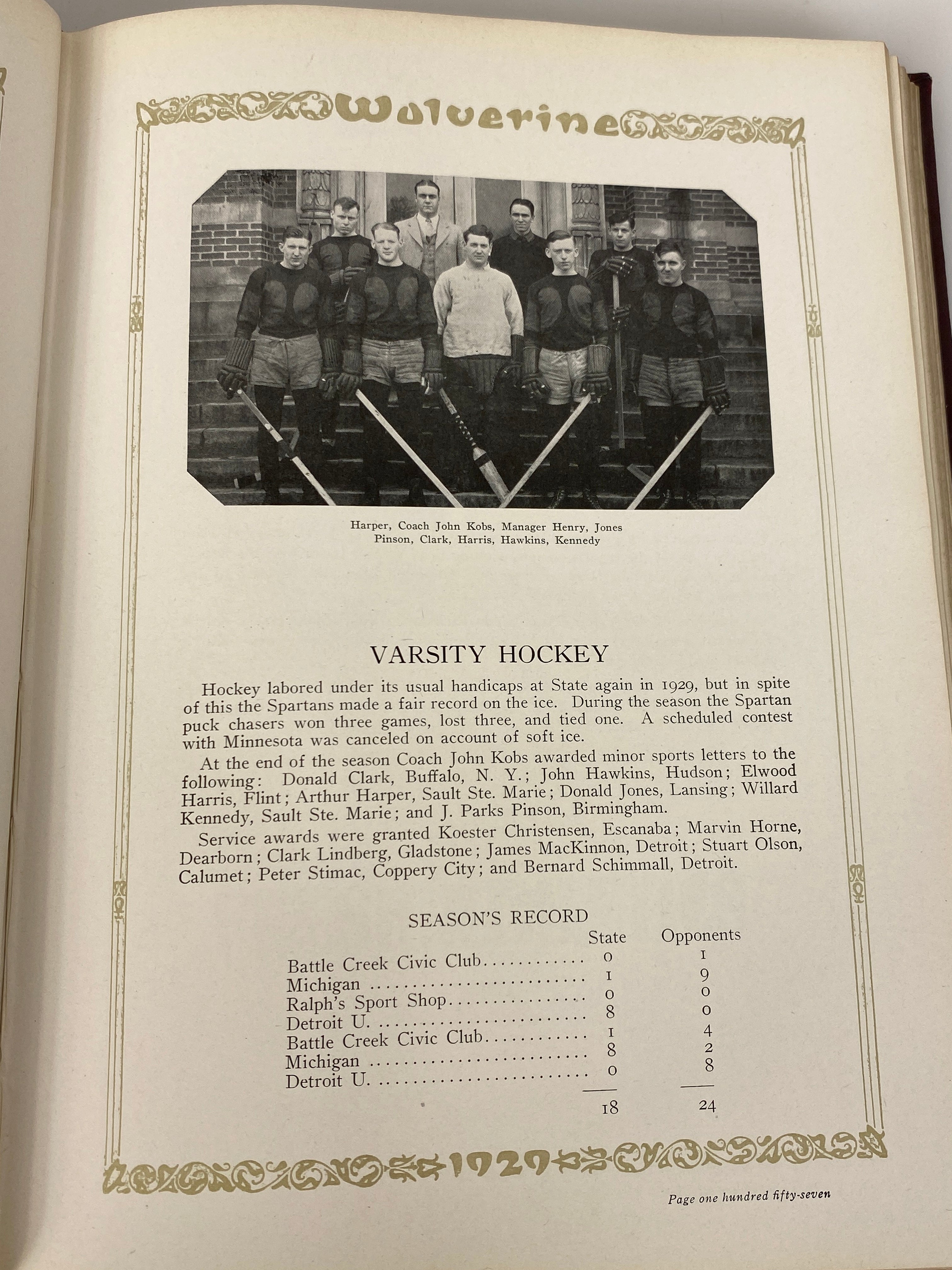 1929 Michigan State College "Wolverine" Yearbook HC