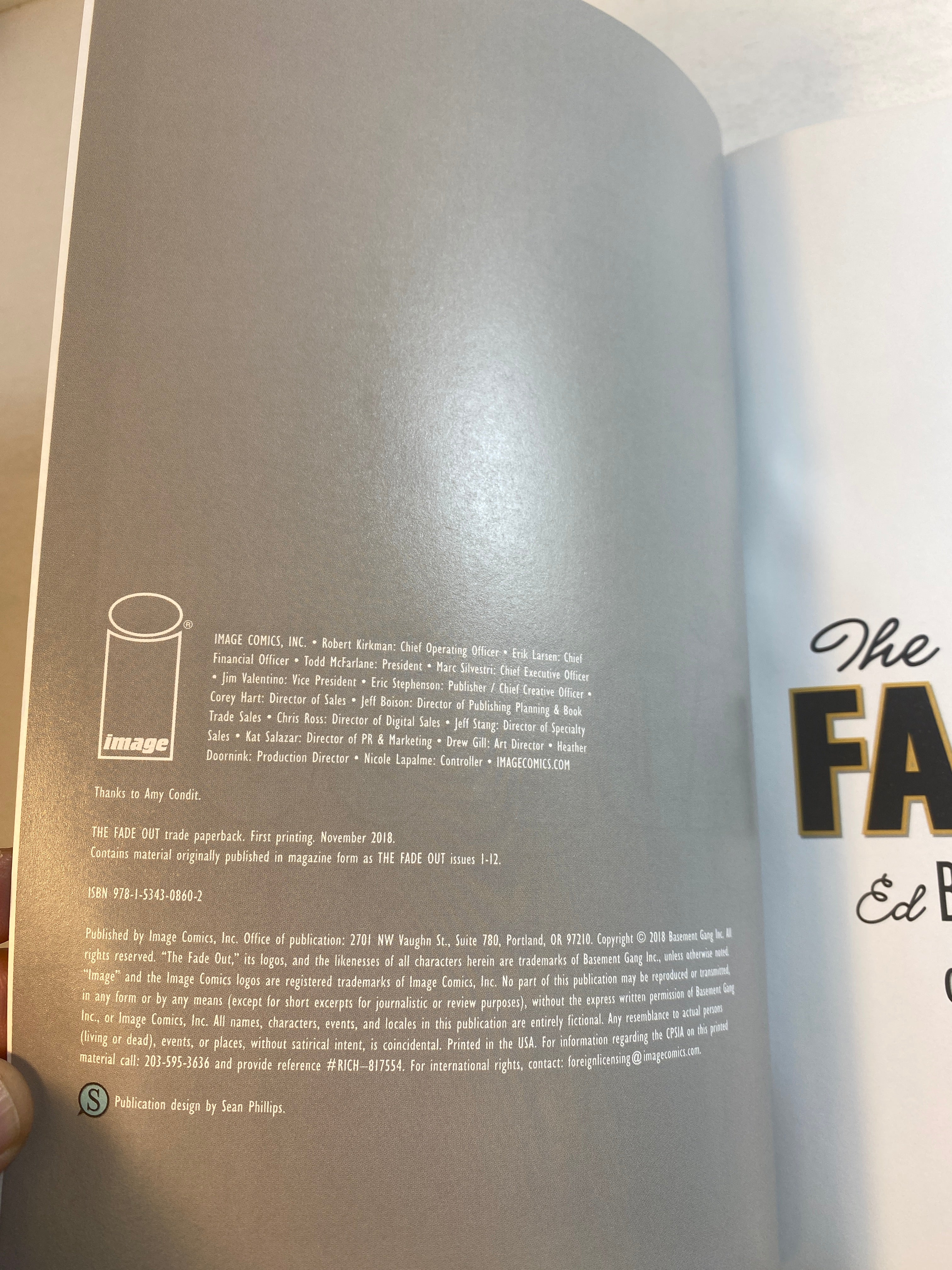 The Fade Out Ed Brubaker Image Comics SC 2018