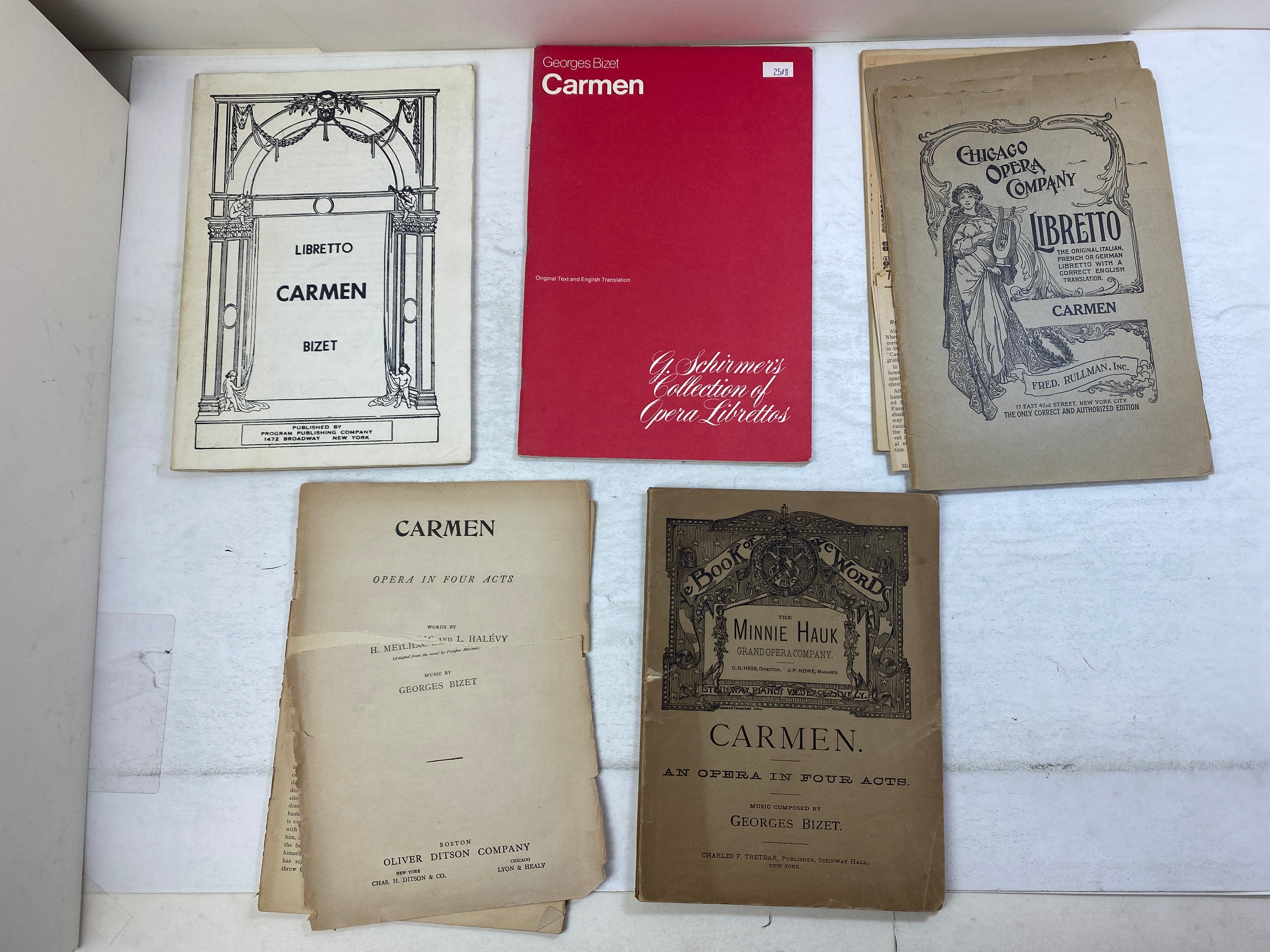 Lot of 5 Vintage Opera Programs Carmen w/ ephemera
