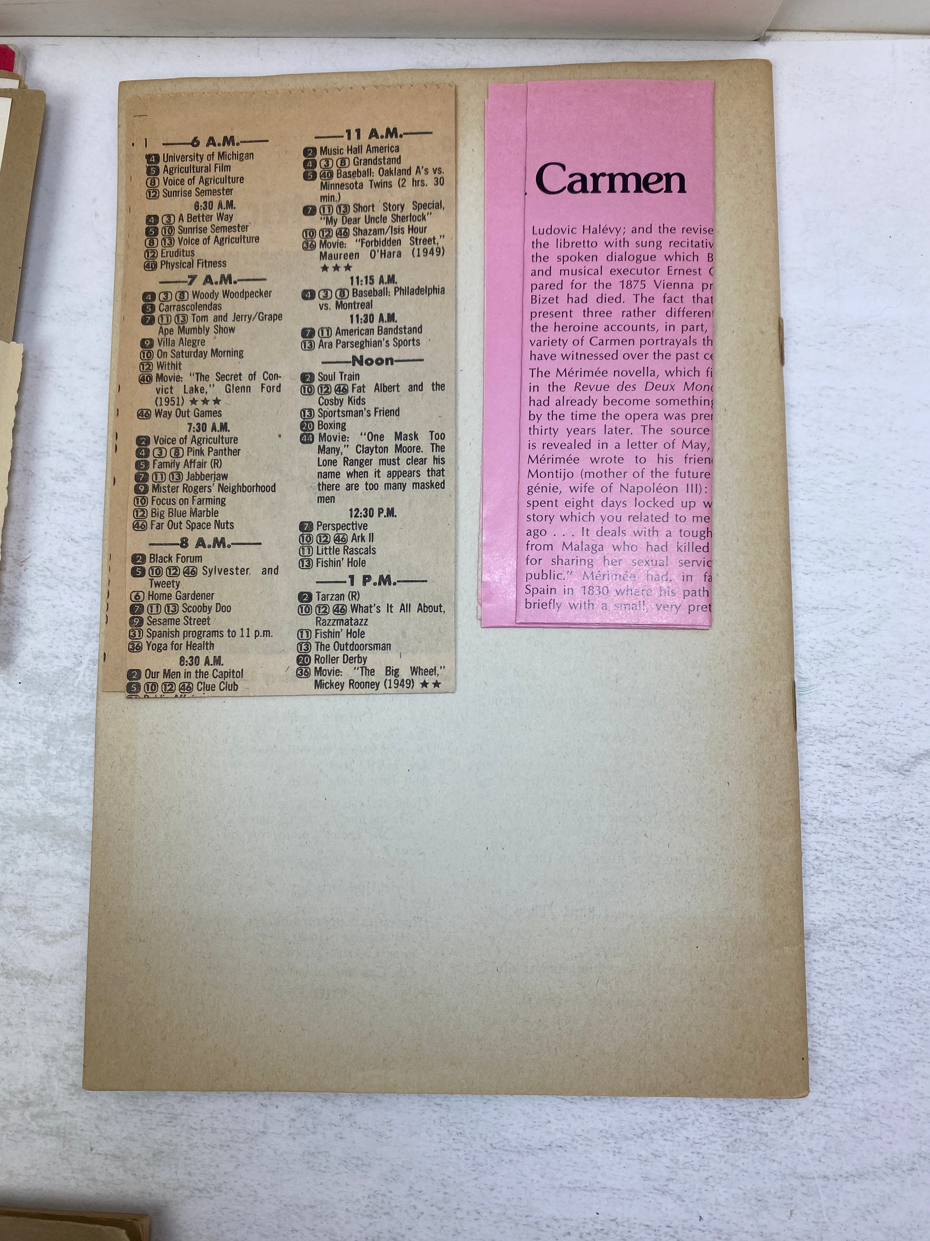 Lot of 5 Vintage Opera Programs Carmen w/ ephemera