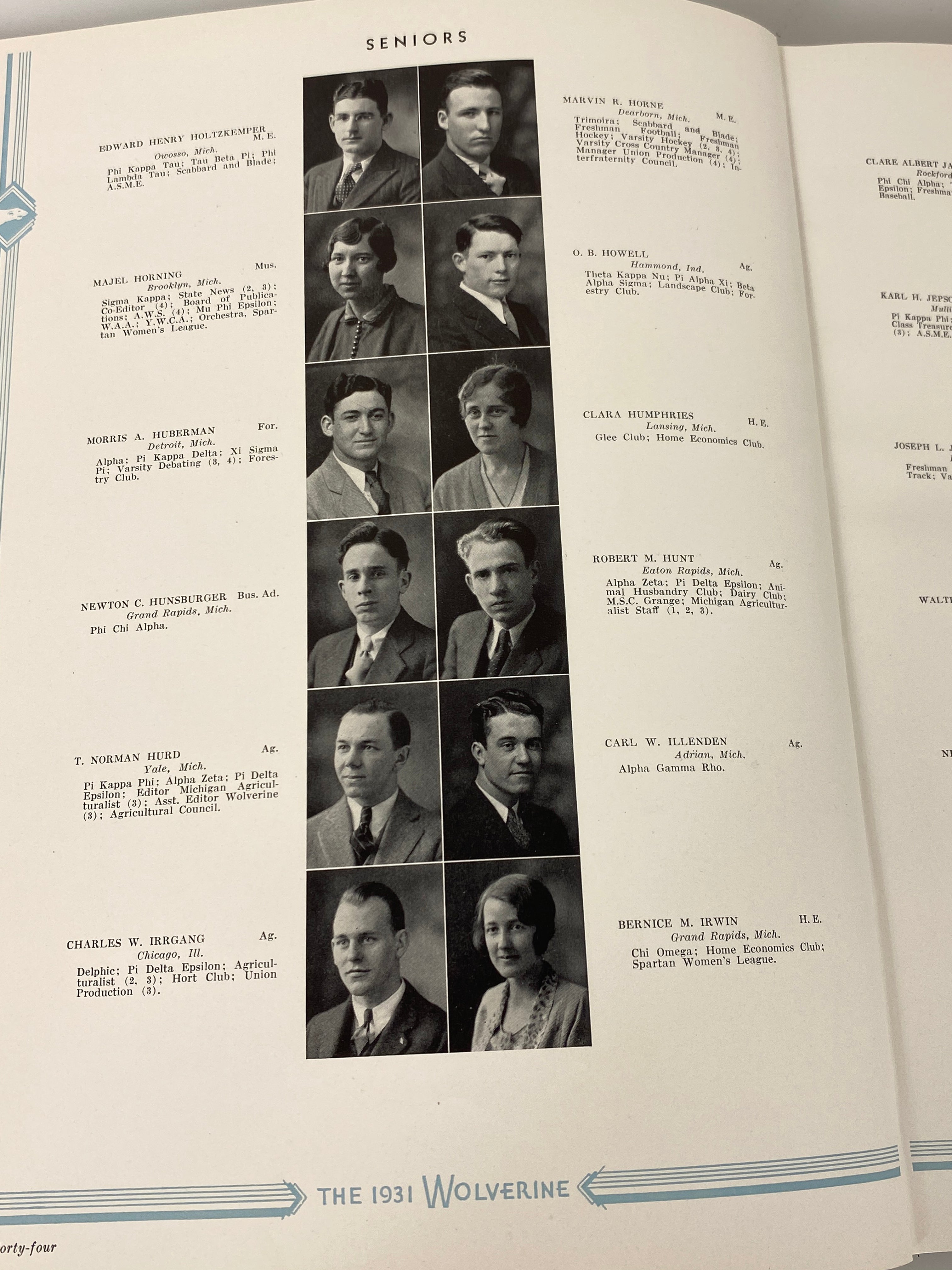 1931 Michigan State College "Wolverine" Yearbook HC