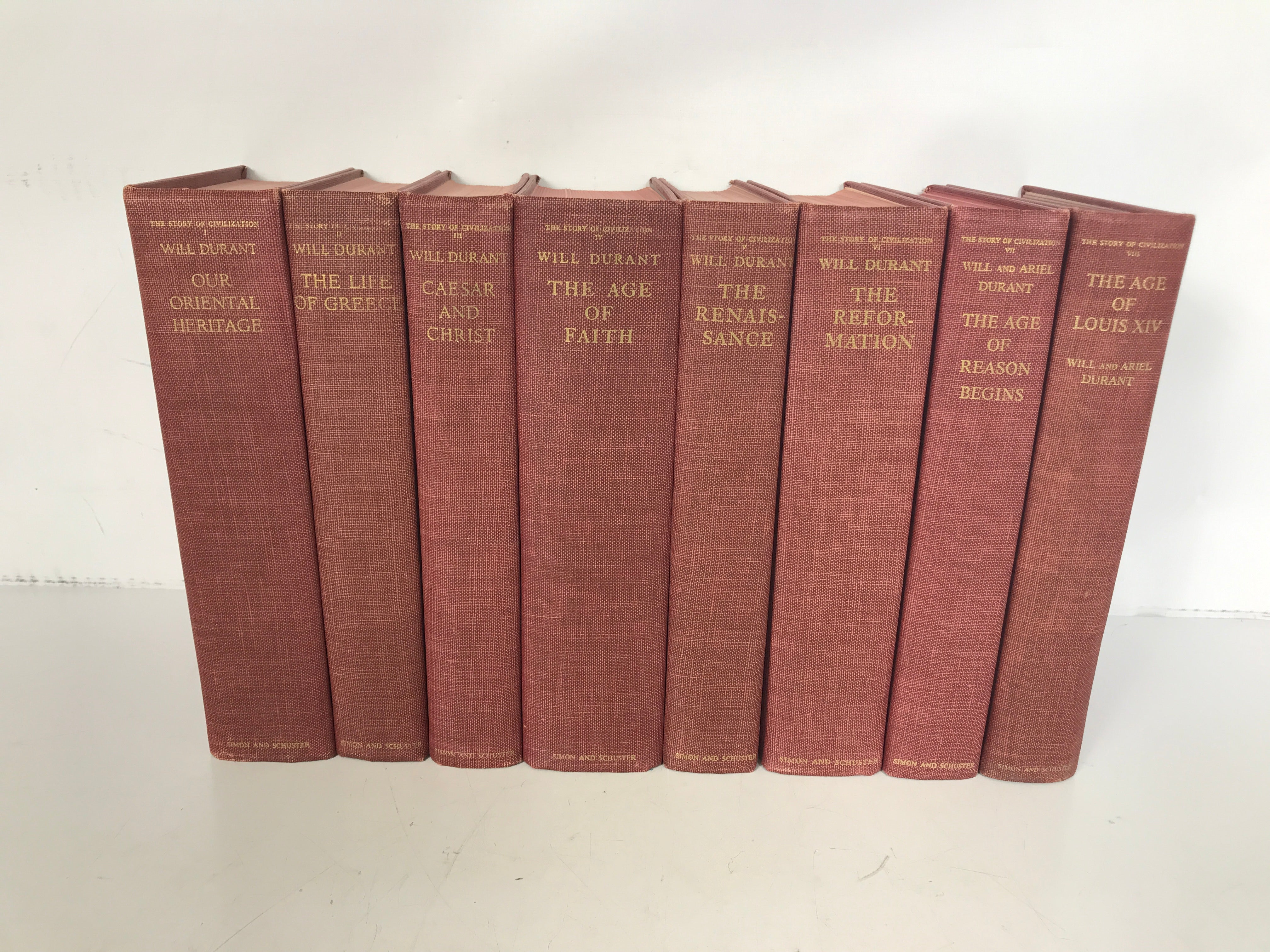 Lot of 8 The History of Civilization Will Durant Vol 1-8 1939-1963 Vintage HC