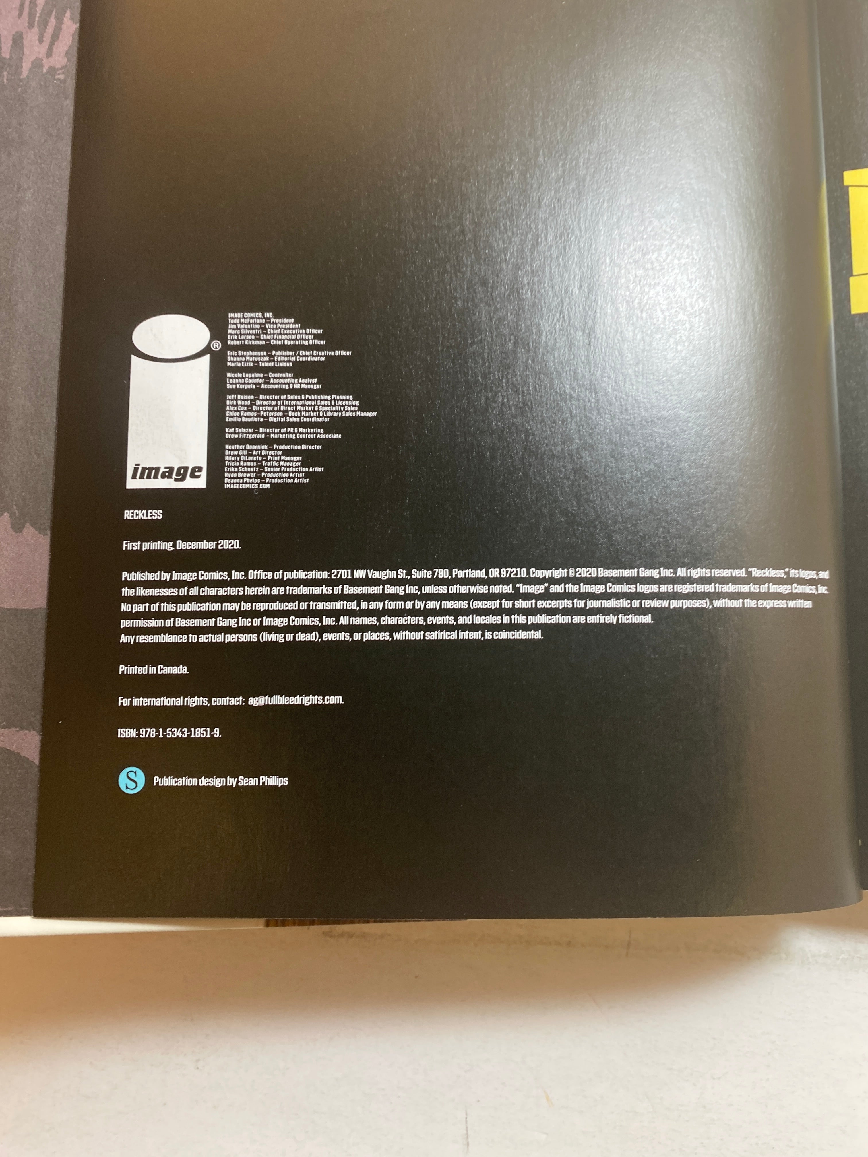 Reckless Ed Brubaker Image Comics HC 2020