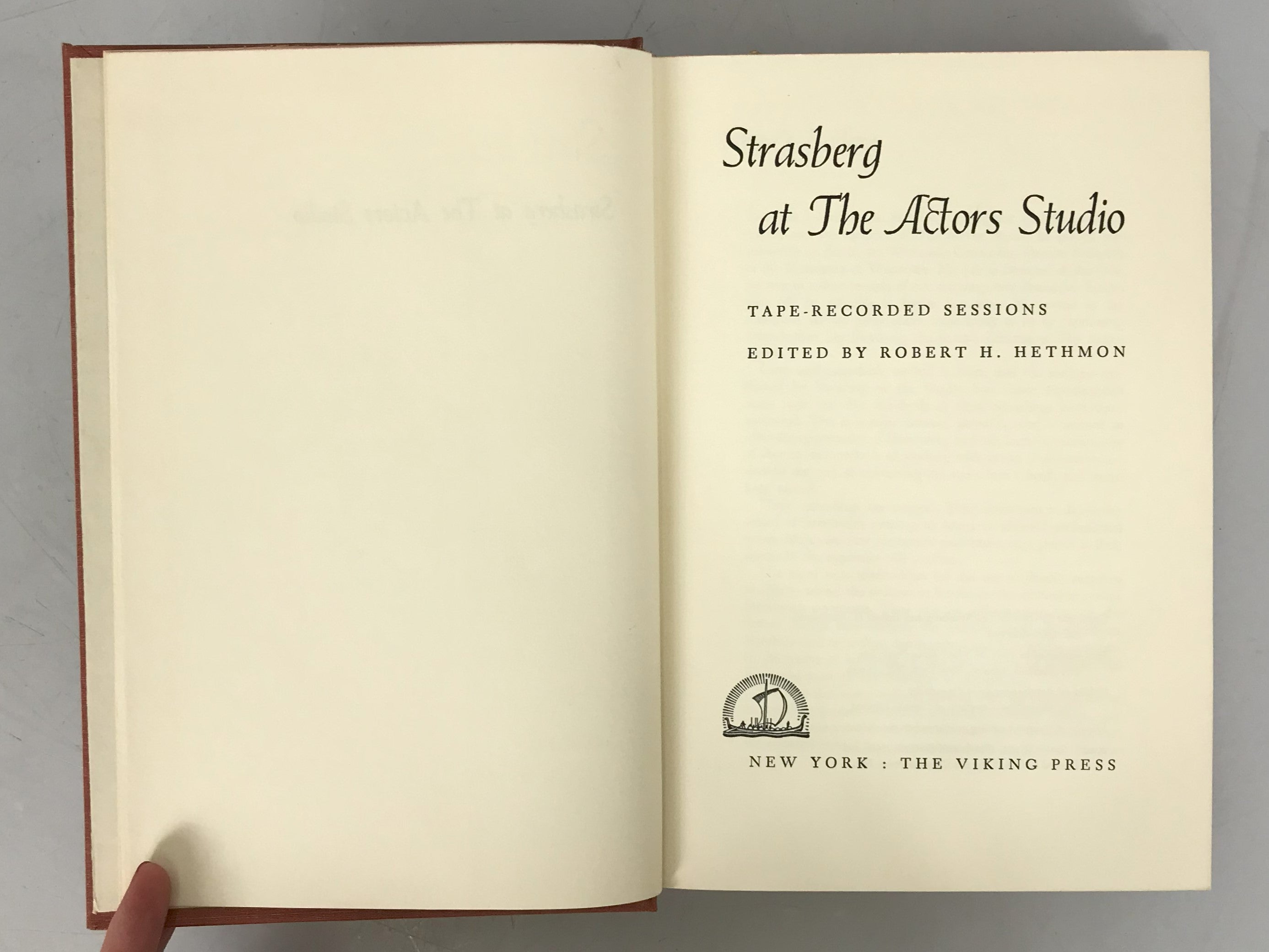 Strasberg At the Actors Studio Tape-Recorded Sessions Edited by Robert Hethmon First Edition Review Copy 1965 HC DJ