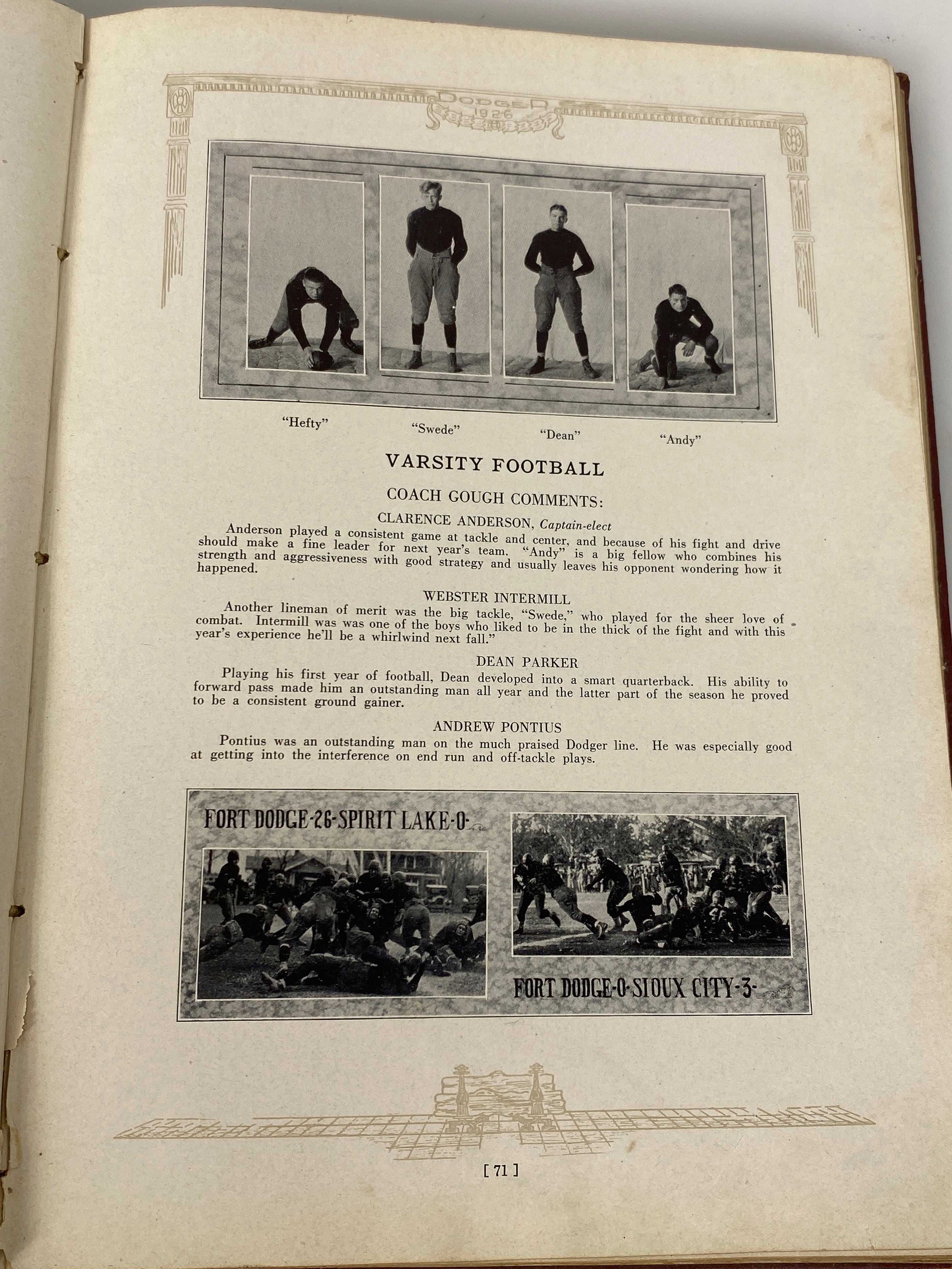 1926 Fort Dodge High School "The Dodger" Yearbook Fort Dodge Iowa HC