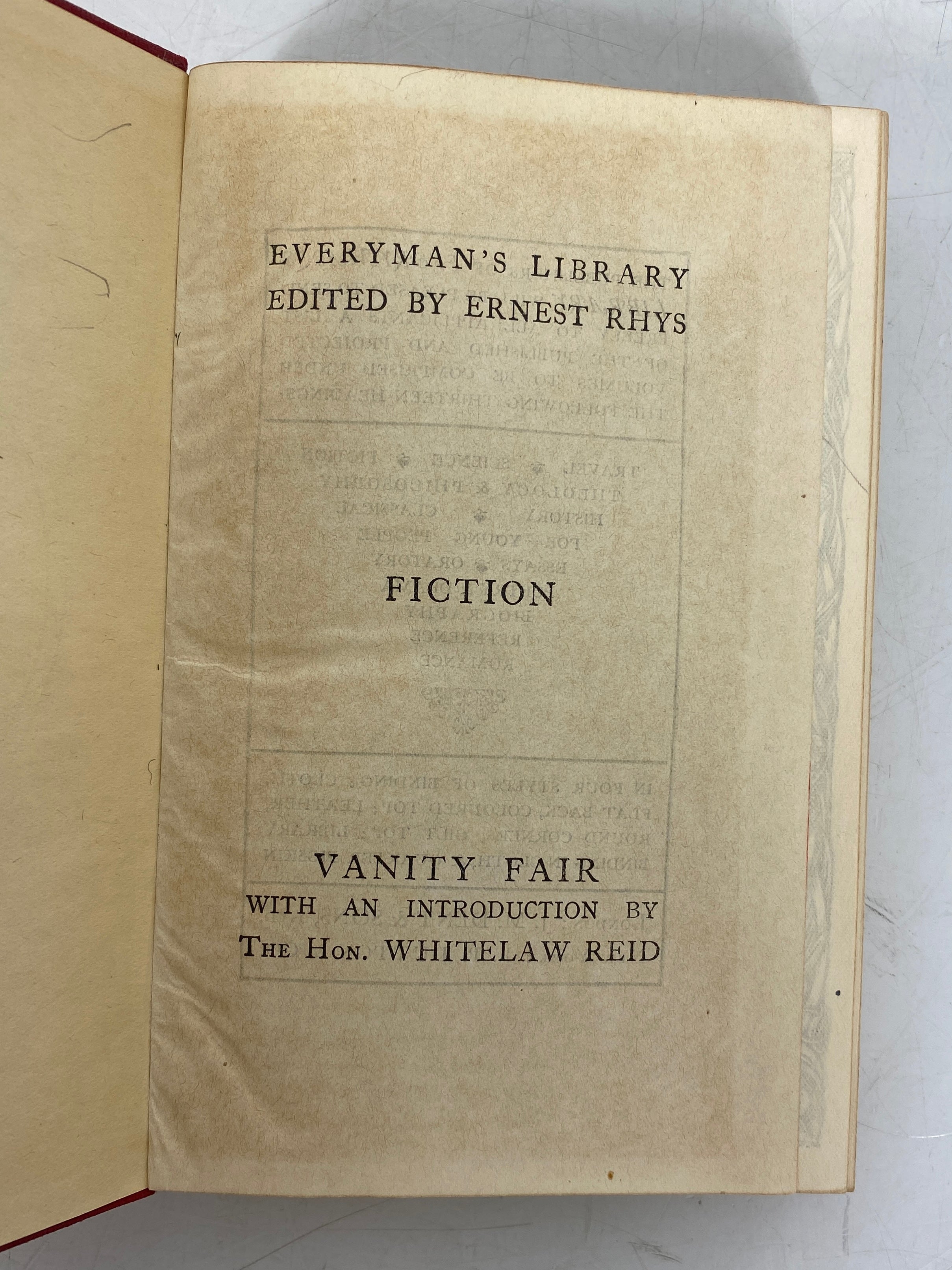 Vanity Fair William Makepeace Thackeray 1912 Everyman's Library Antique HC