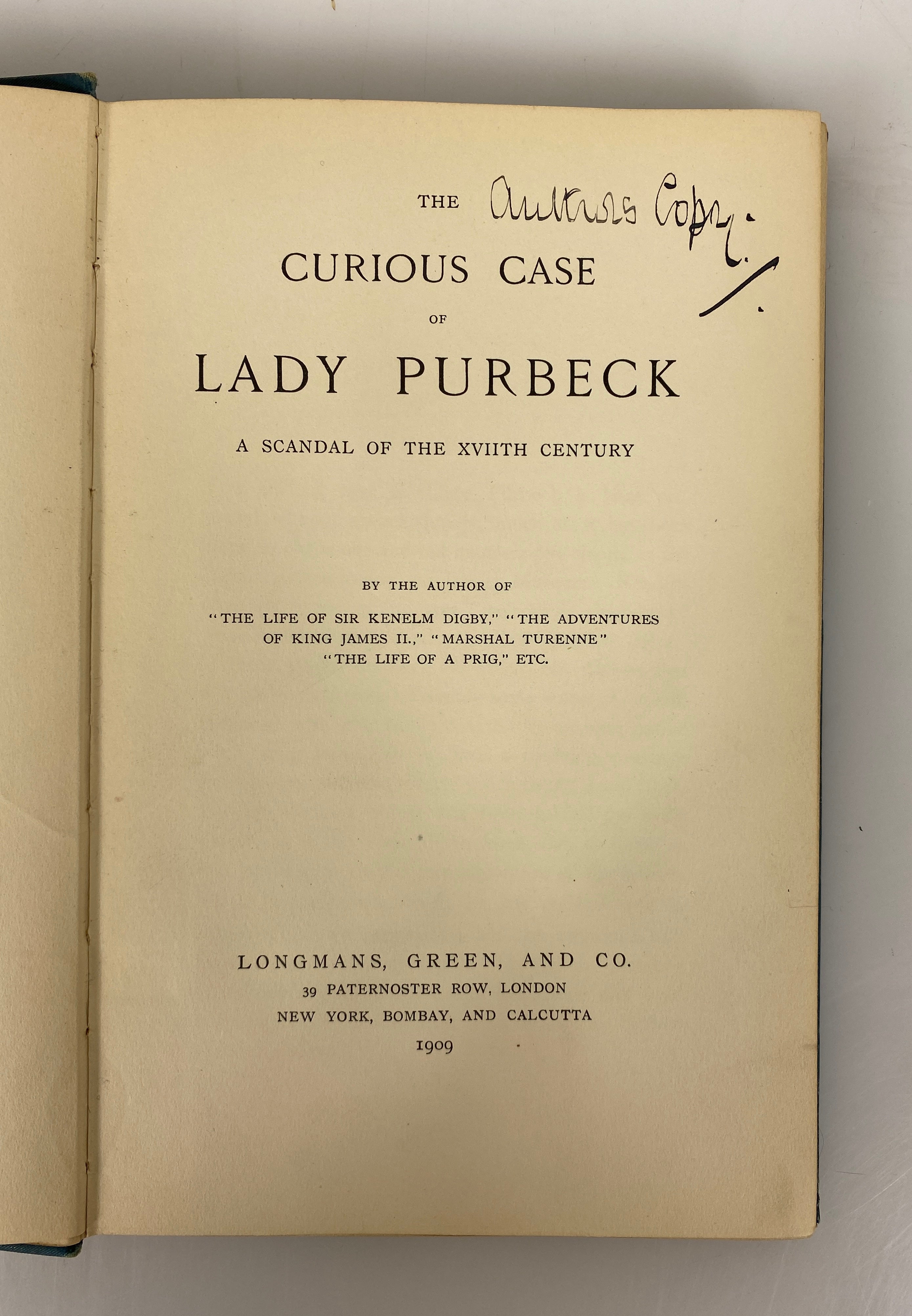 The Curious Case of Lady Purbeck (Thomas Longueville) 1909 Antique HC
