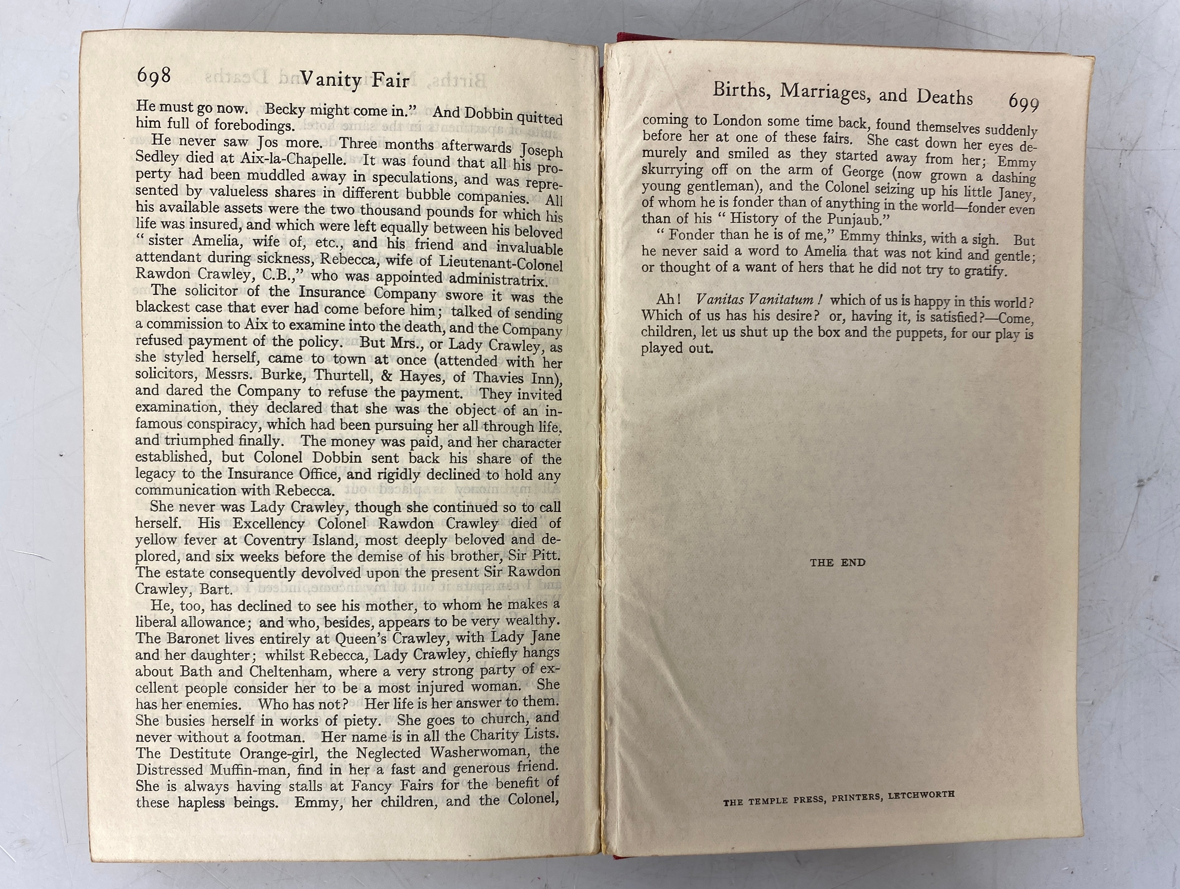 Vanity Fair William Makepeace Thackeray 1912 Everyman's Library Antique HC