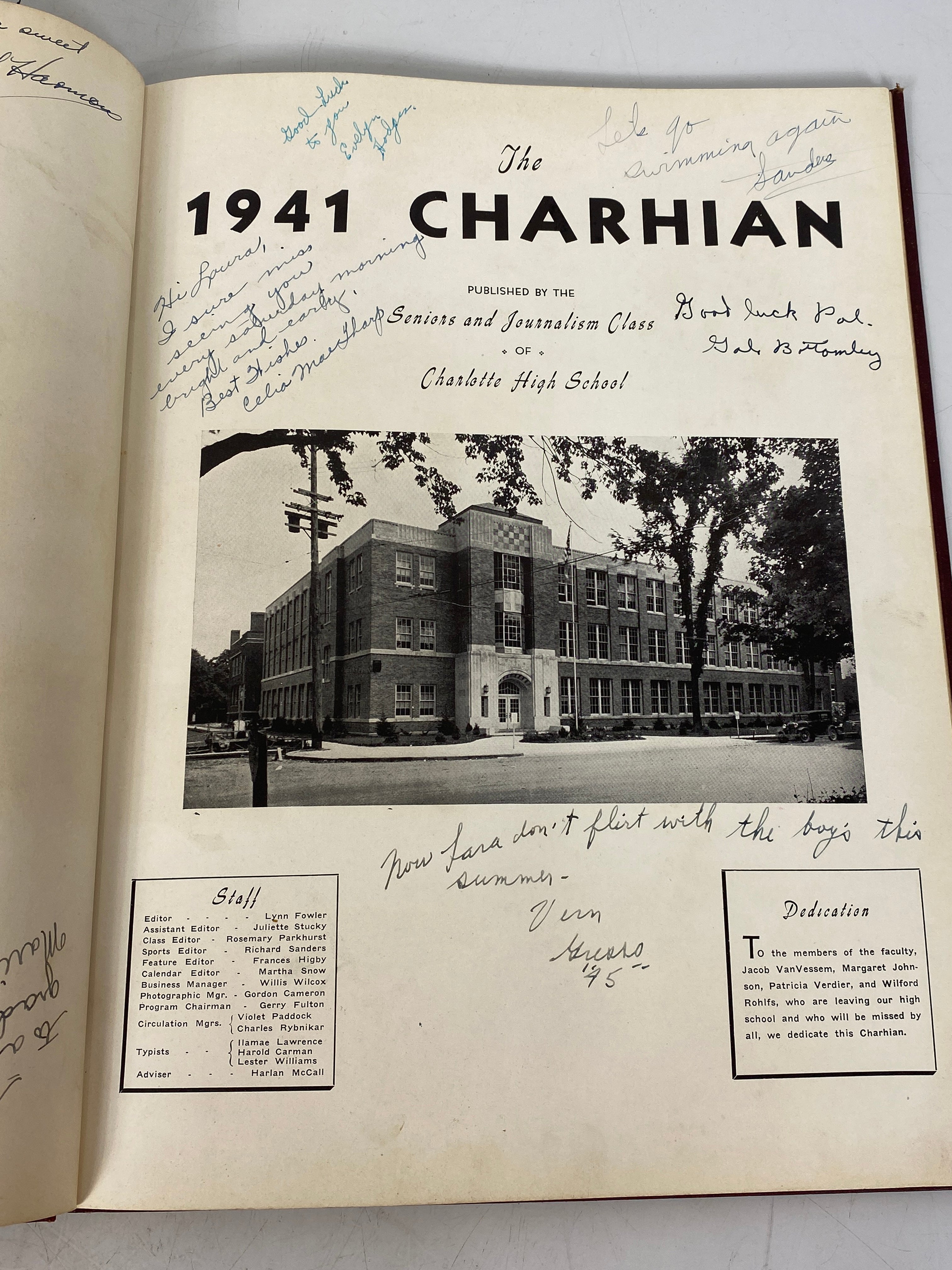 1941 Charlotte High School Yearbook Charlotte Michigan SC w Ephemera