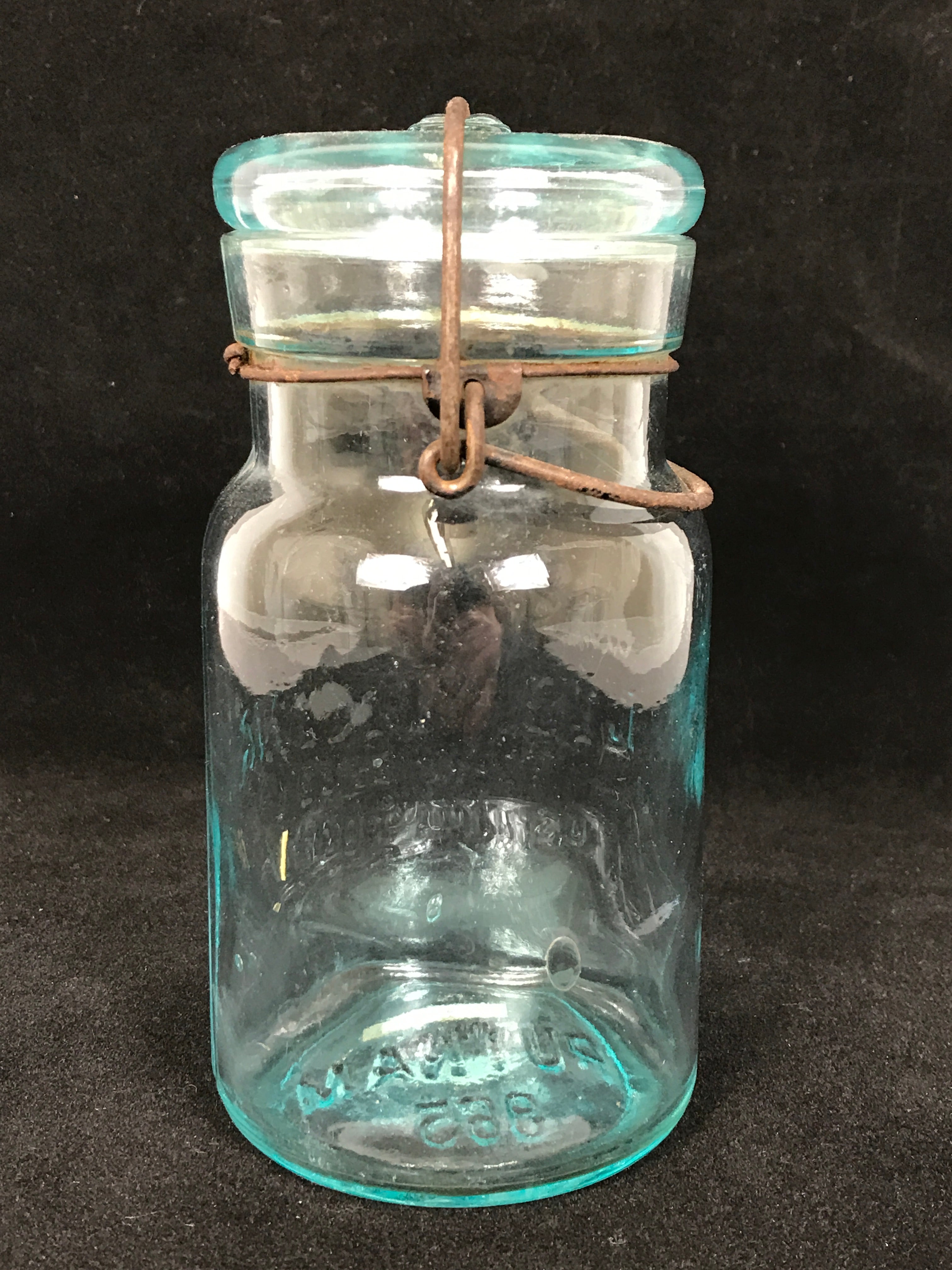 Antique Putnam Lightning 965 Fruit Jar with Glass Lid