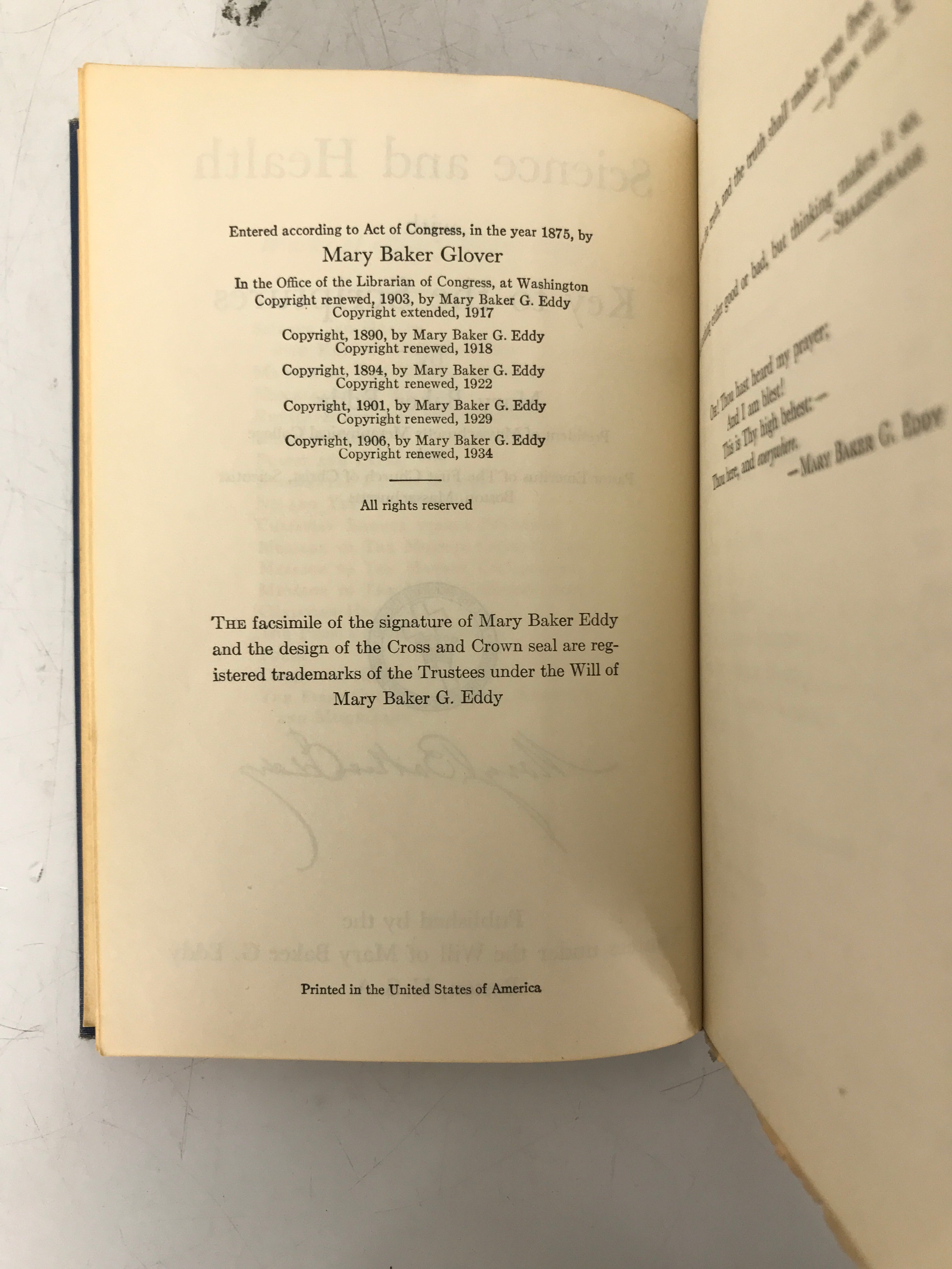 Lot of 4 Mary Baker Eddy 1913-1934 First Church of Christ Scientist HC