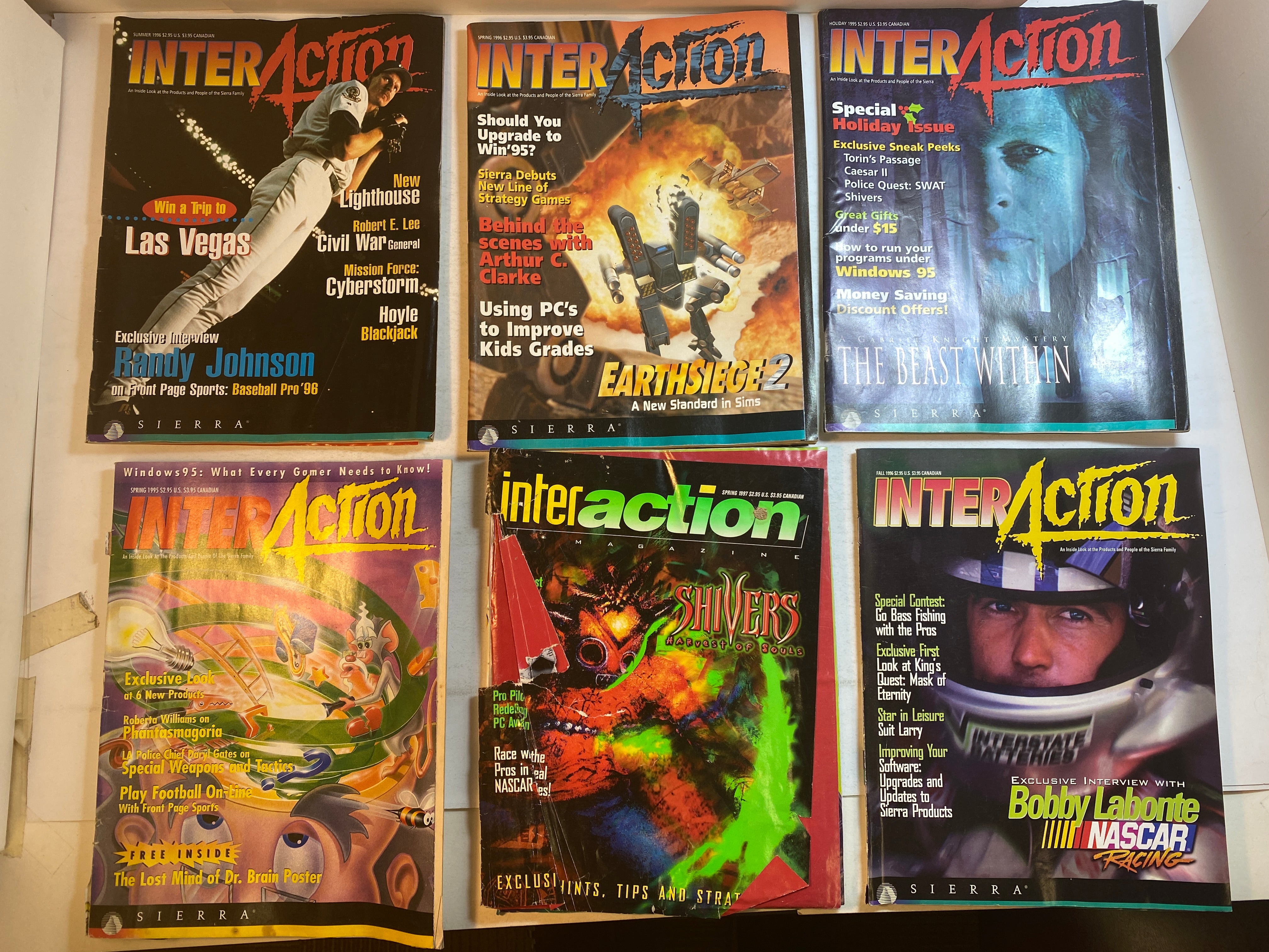 Lot of 6 InterAction Vintage Sierra PC Gaming Magazine 1995-1997