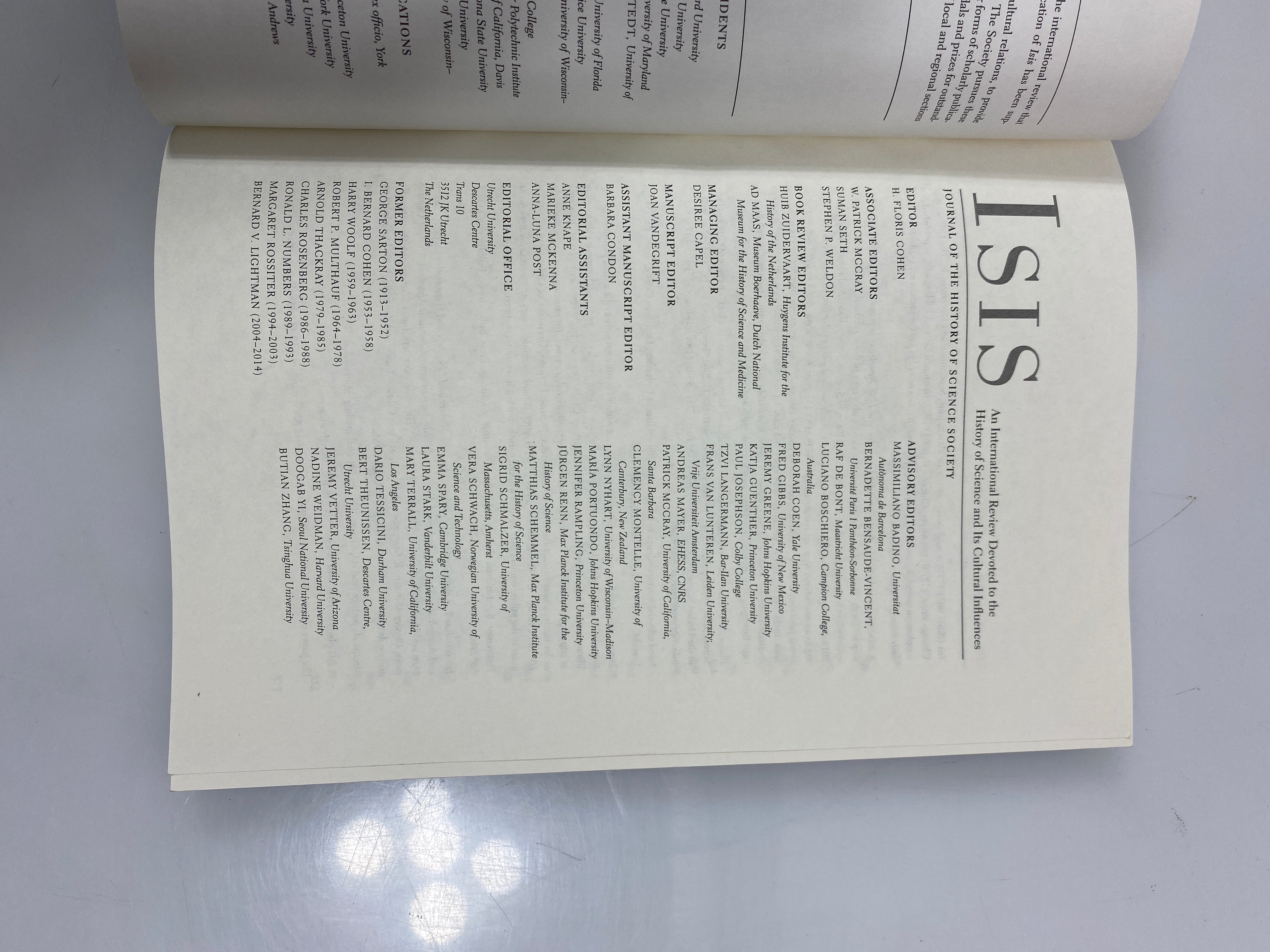 Isis Volume 108, Number 4, Dec. 2017 Chicago Press SC