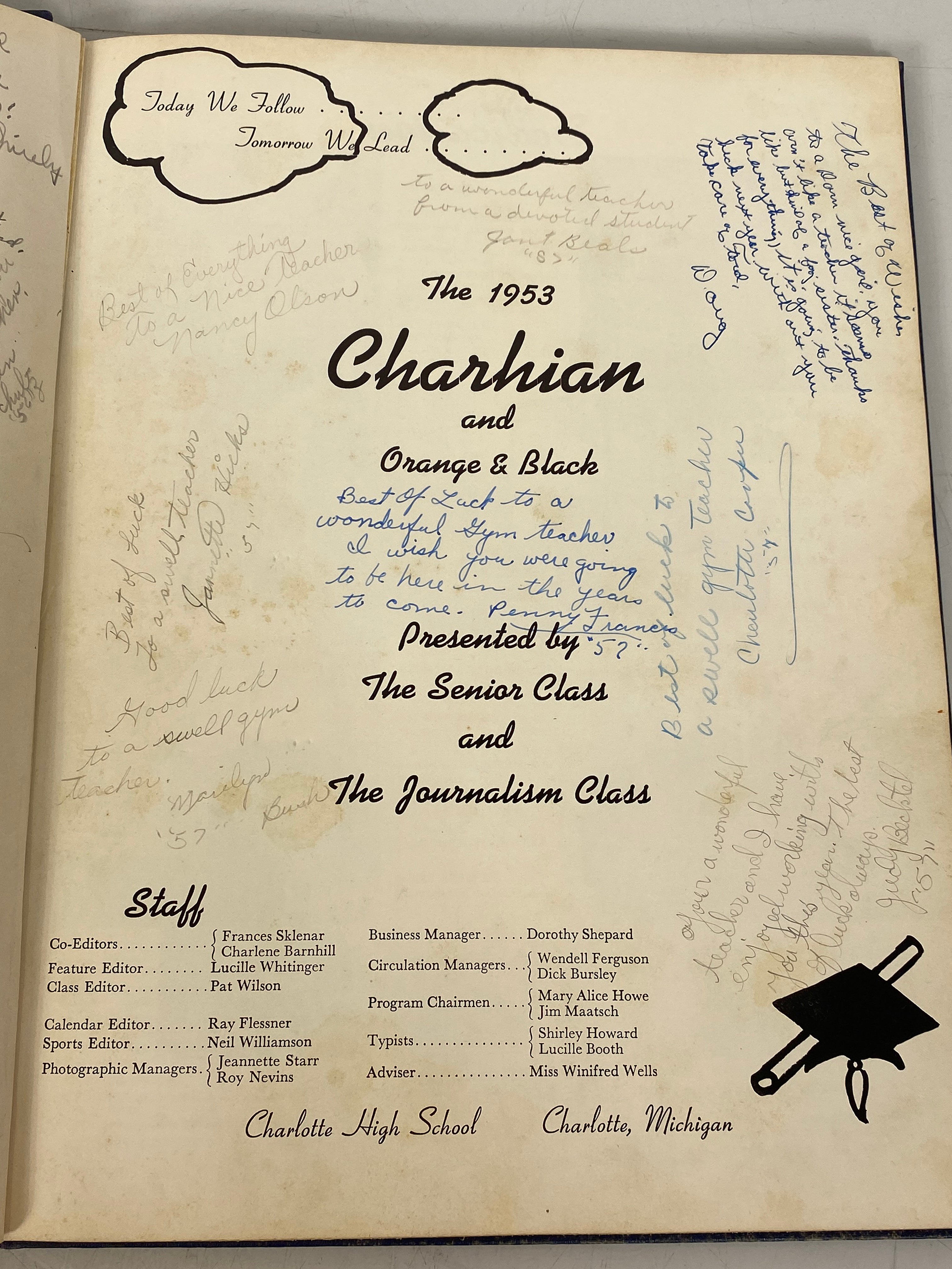 1953 Charlotte High School Yearbook Charlotte Michigan HC