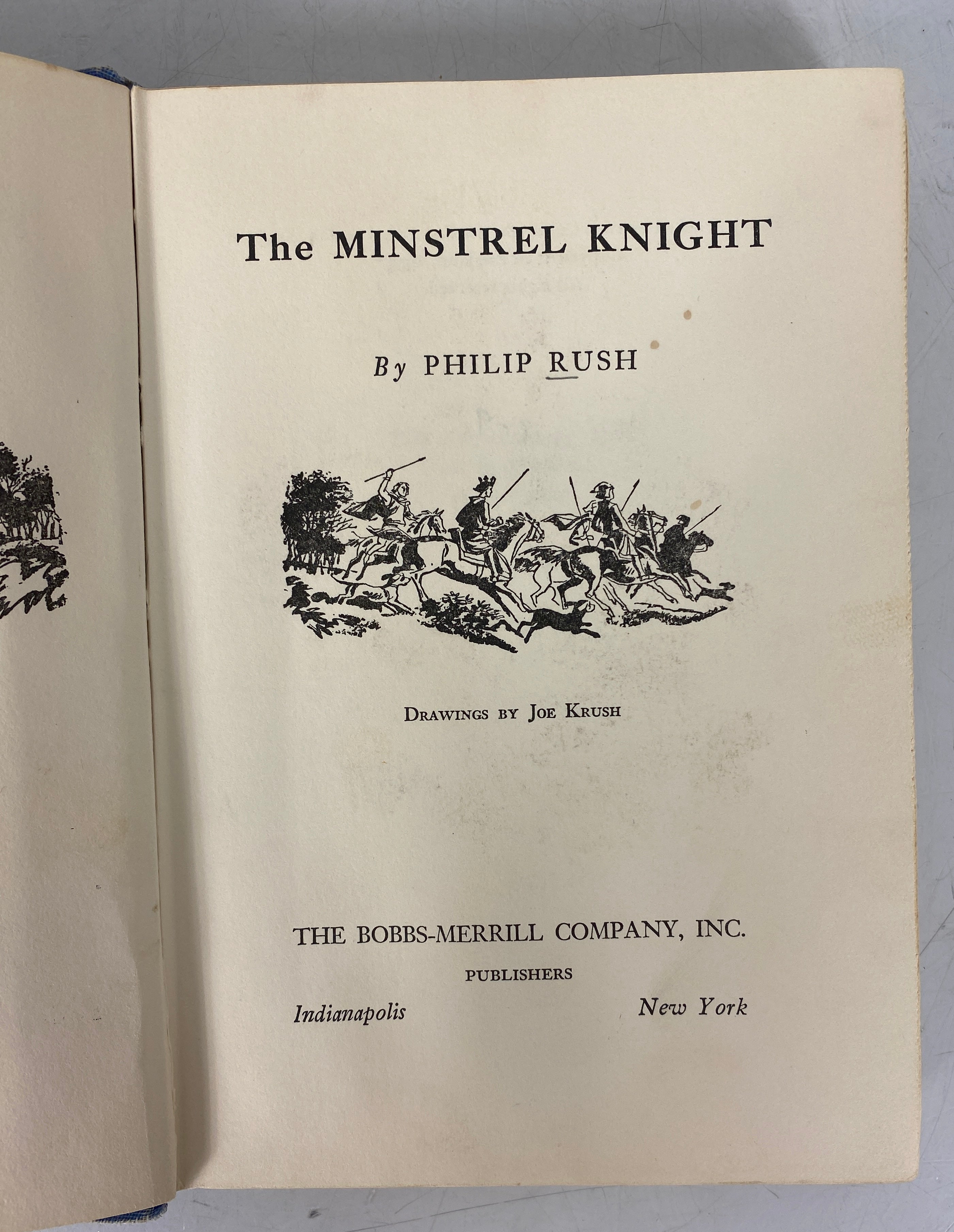 The Minstrel Knight by Philip Rush 1955 Bobbs-Merrill HCDJ Ex-Library