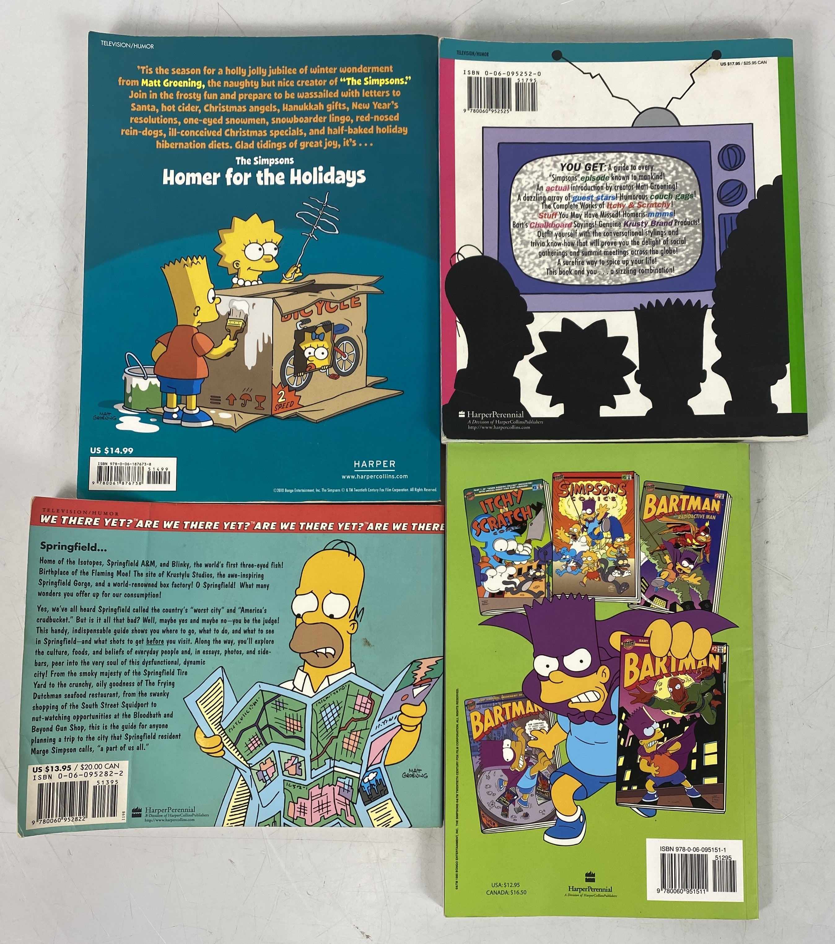 The Simpsons Book lot of 4 Paperback Cartoon Books SC