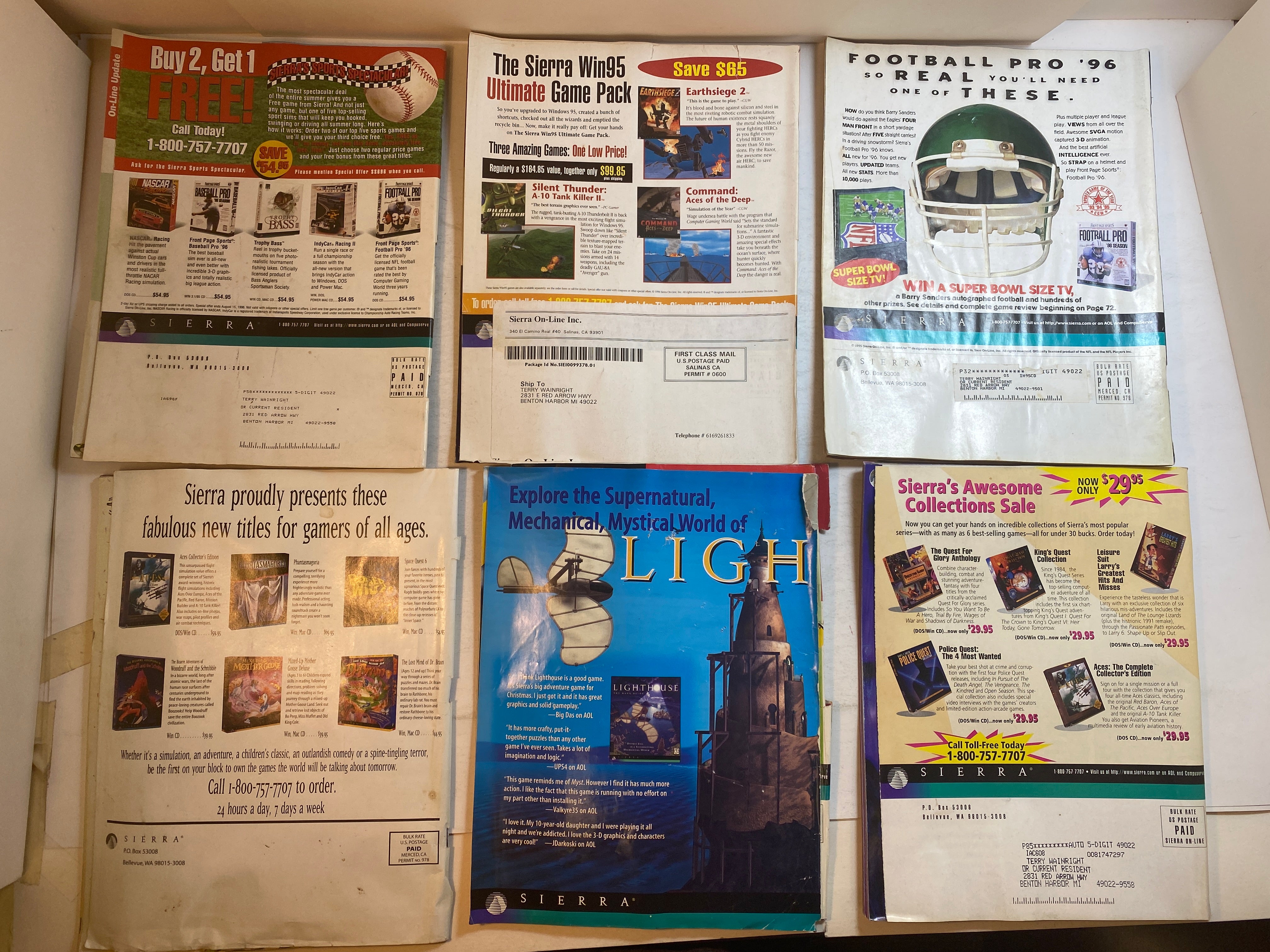 Lot of 6 InterAction Vintage Sierra PC Gaming Magazine 1995-1997