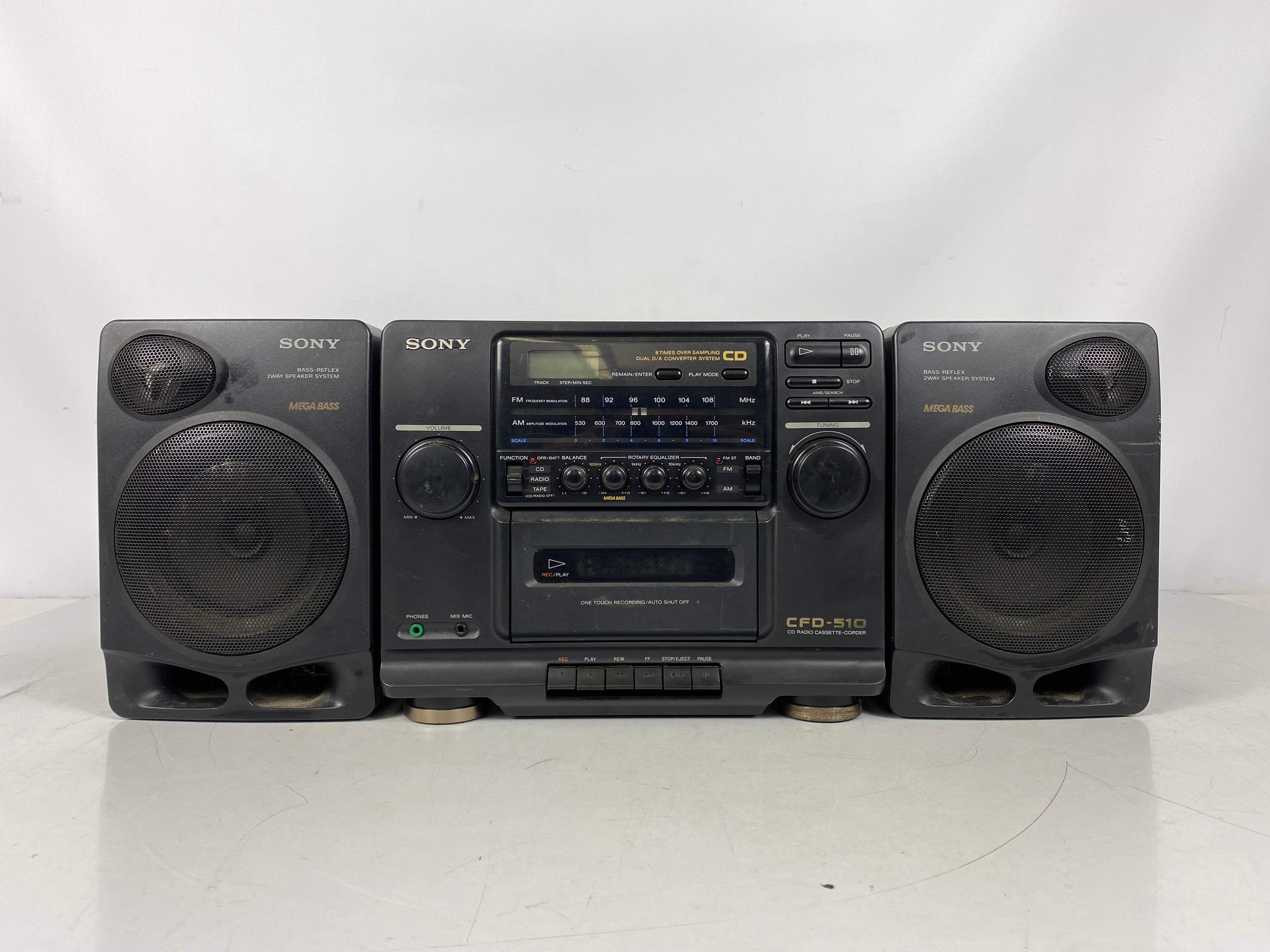 Sony CFD-510 Cassette Radio Boombox with Speakers