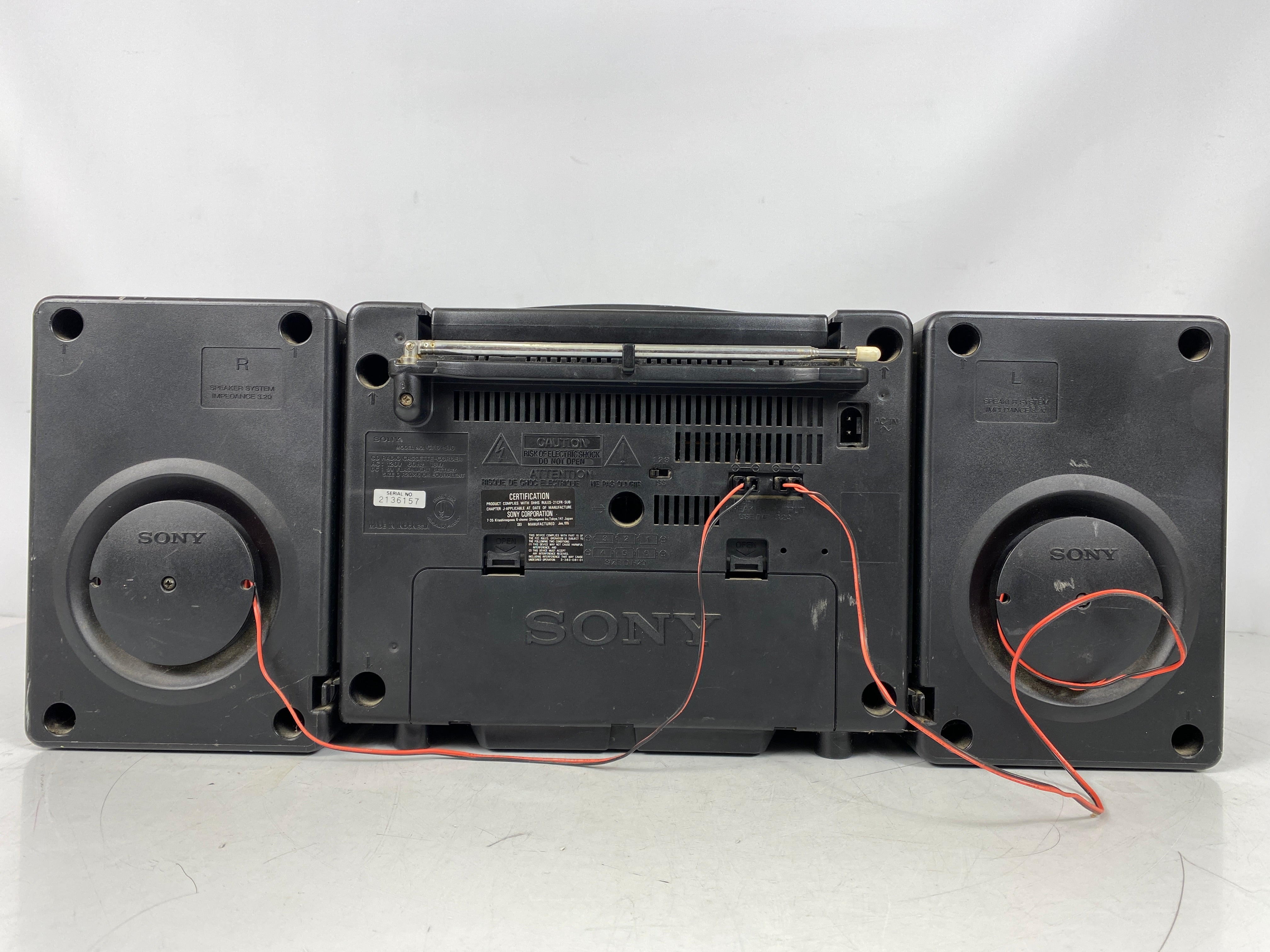 Sony CFD-510 Cassette Radio Boombox with Speakers