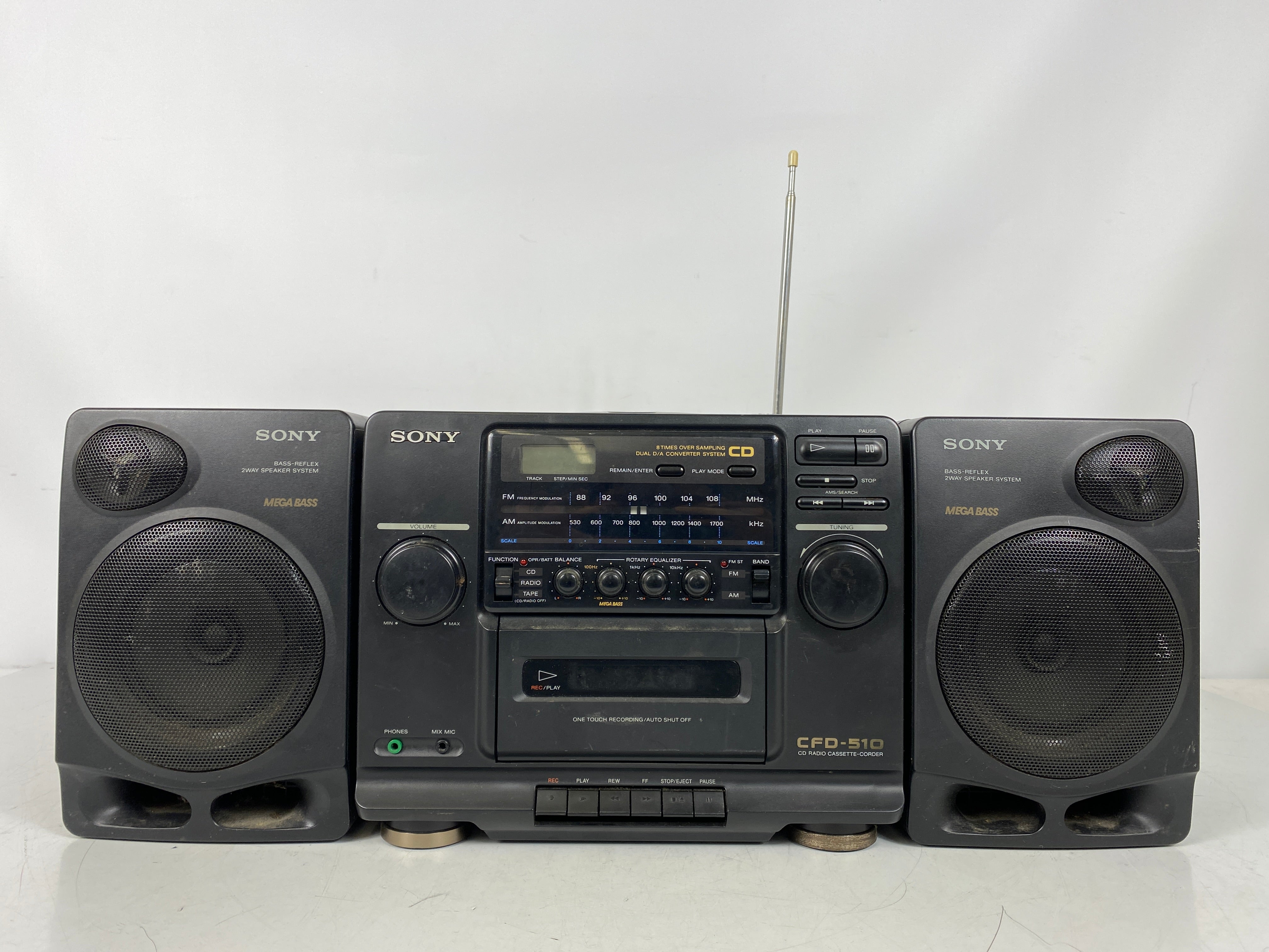 Sony CFD-510 Cassette Radio Boombox with Speakers