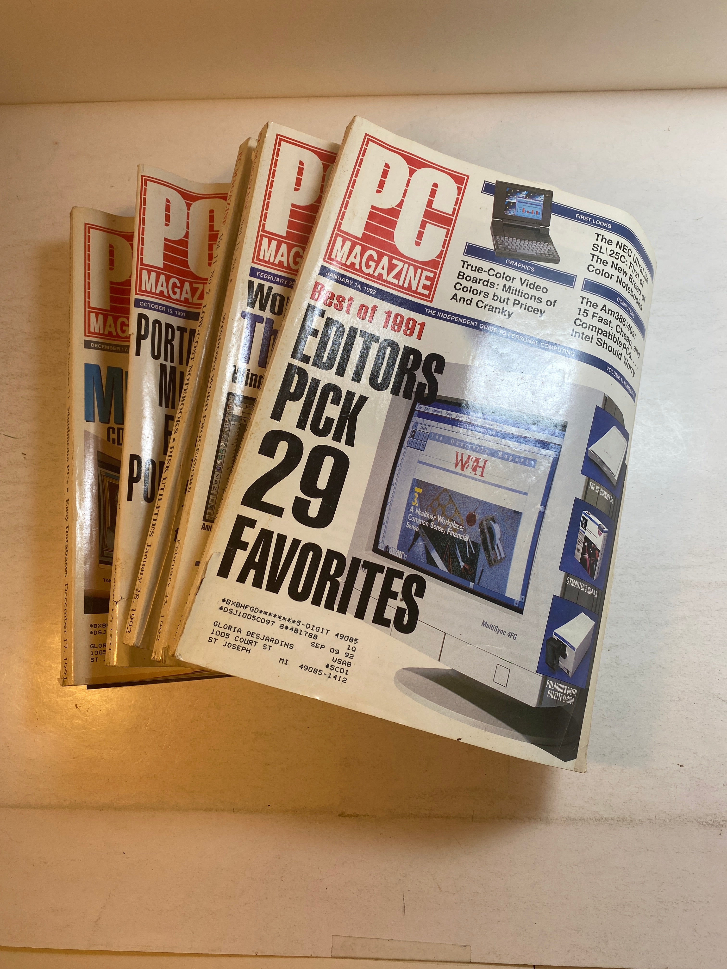 Lot of 5 Vintage PC Magazine 1991-1992