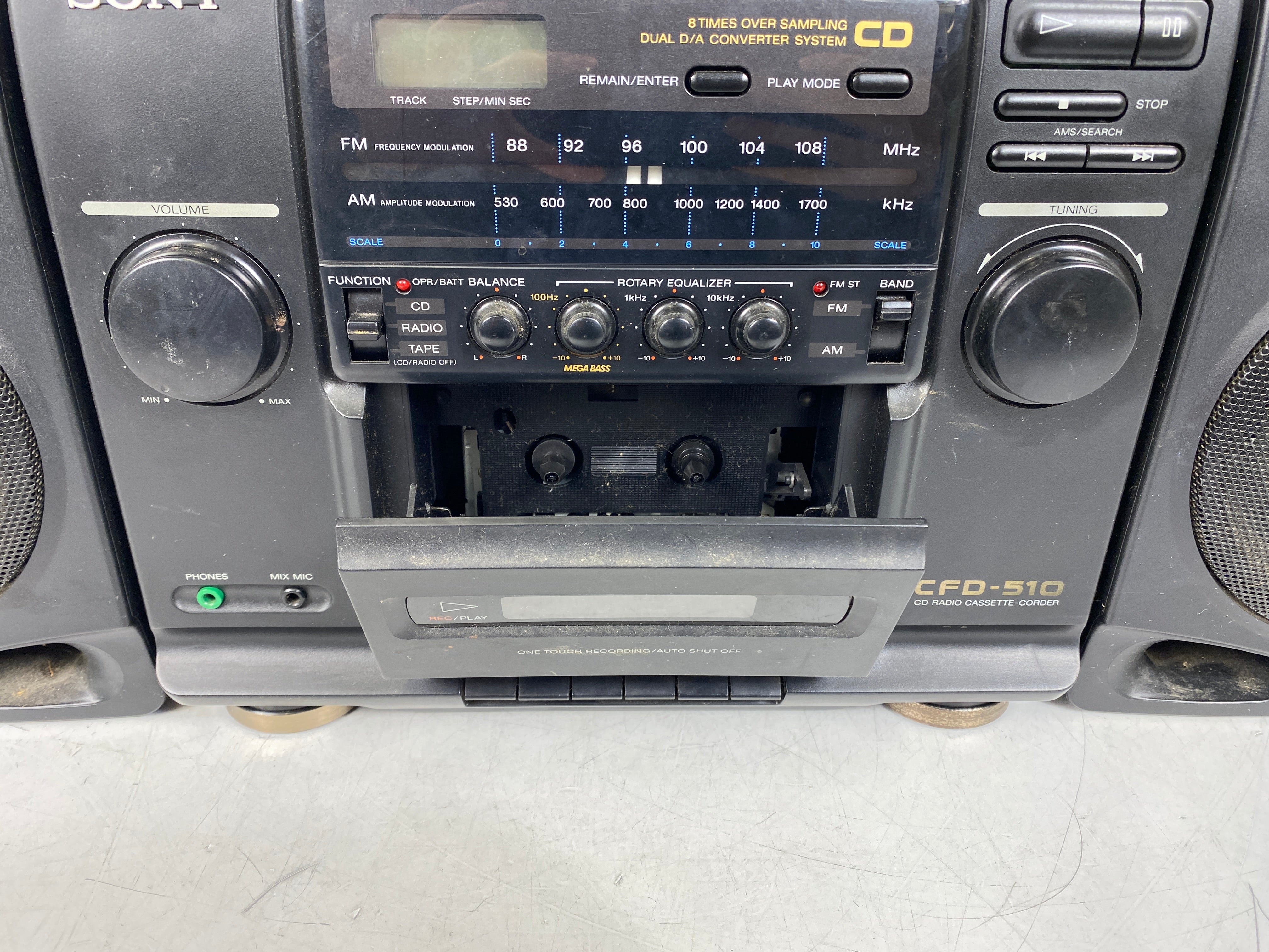 Sony CFD-510 Cassette Radio Boombox with Speakers