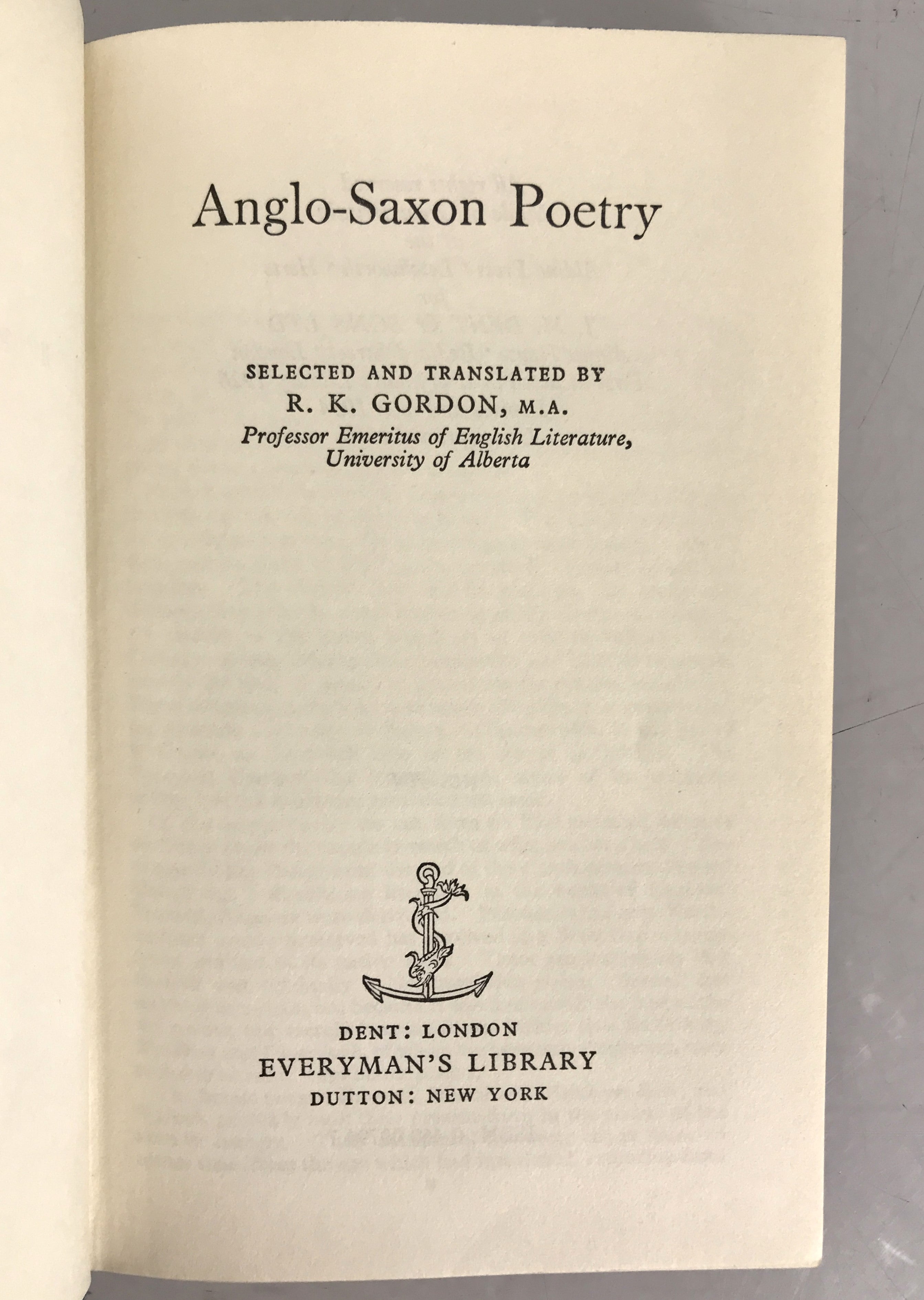 Anglo-Saxon Poetry Everyman's Library no. 794 (1970) HC DJ