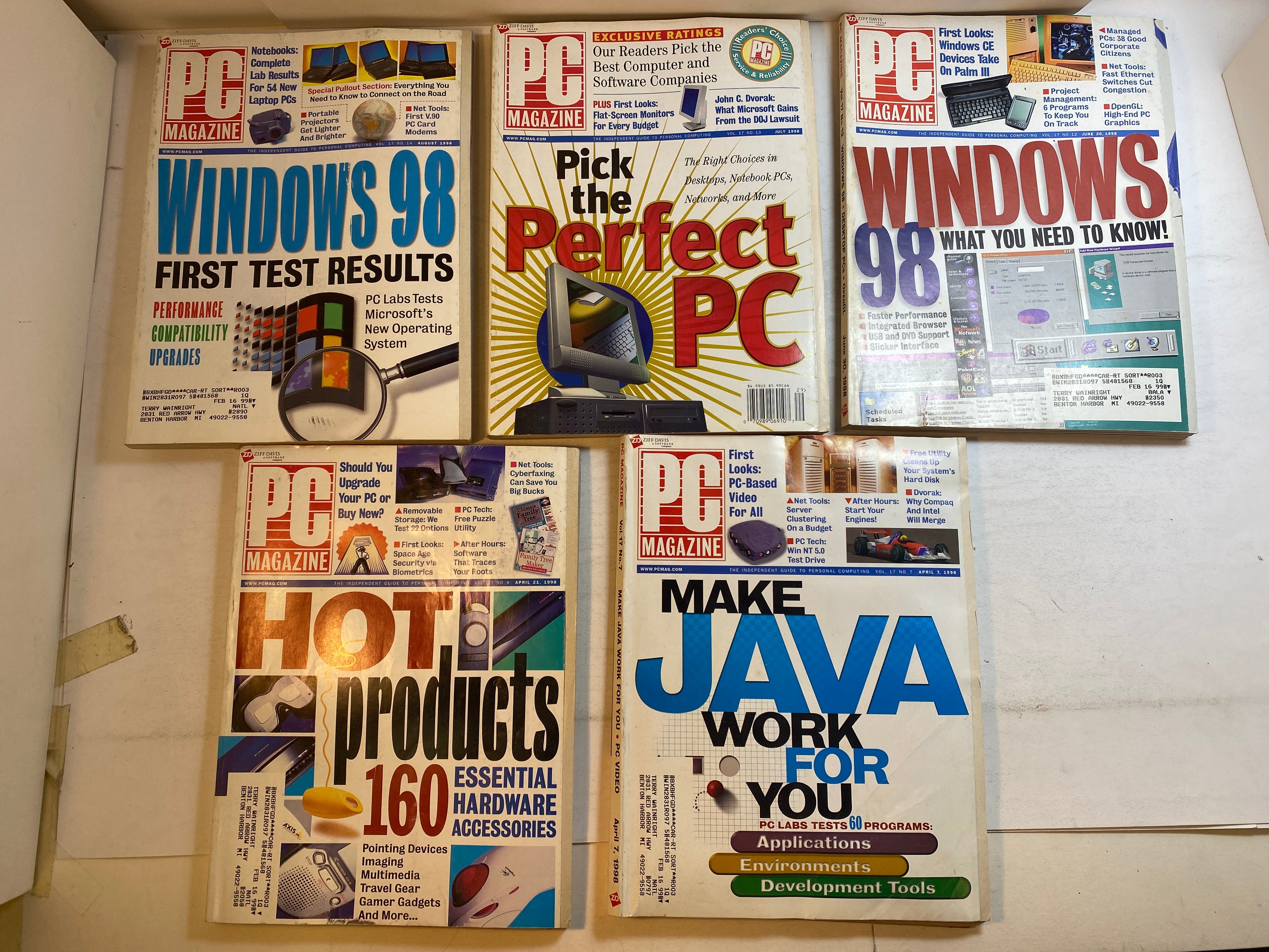 Lot of 5 Vintage PC Magazine 1998