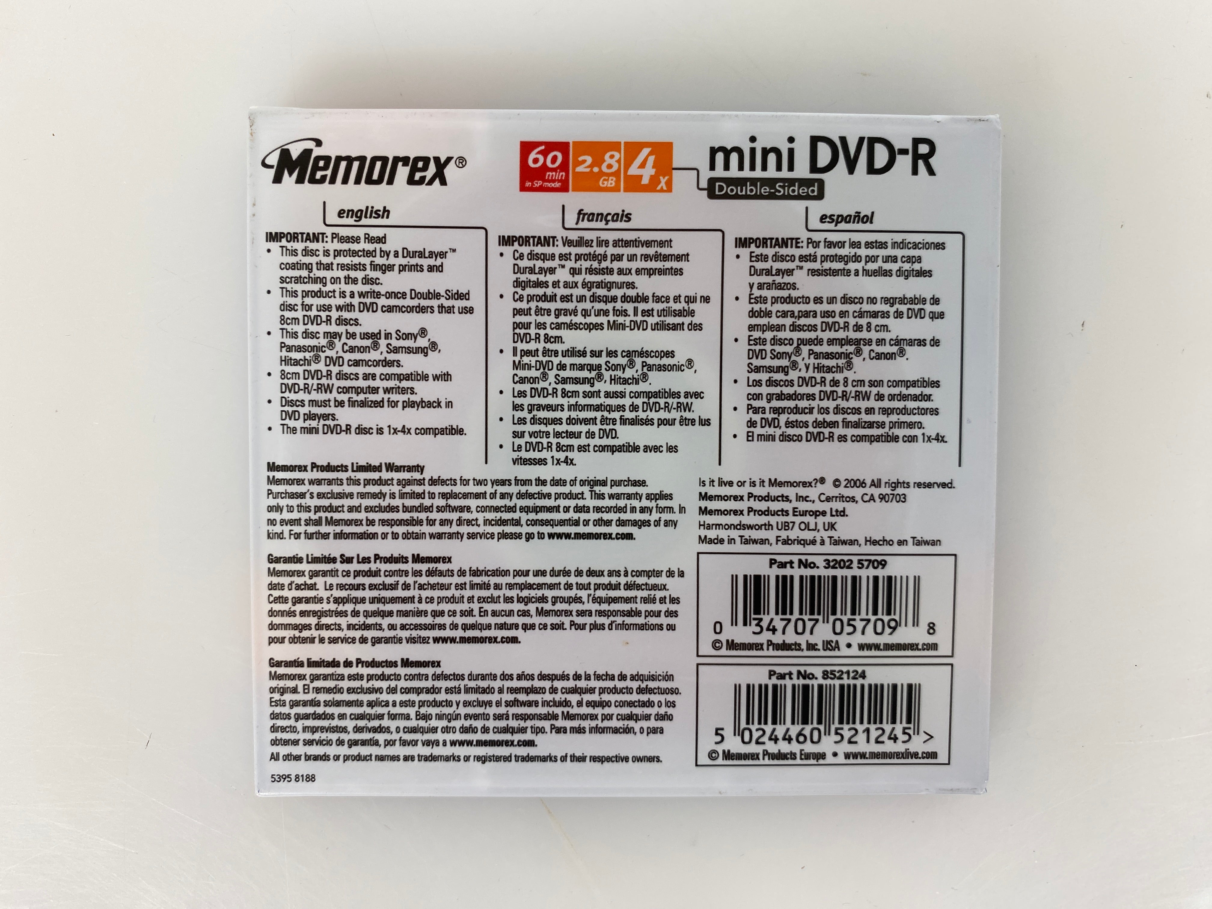 Memorex 2.8GB 60 Minute Mini DVD-R *New*
