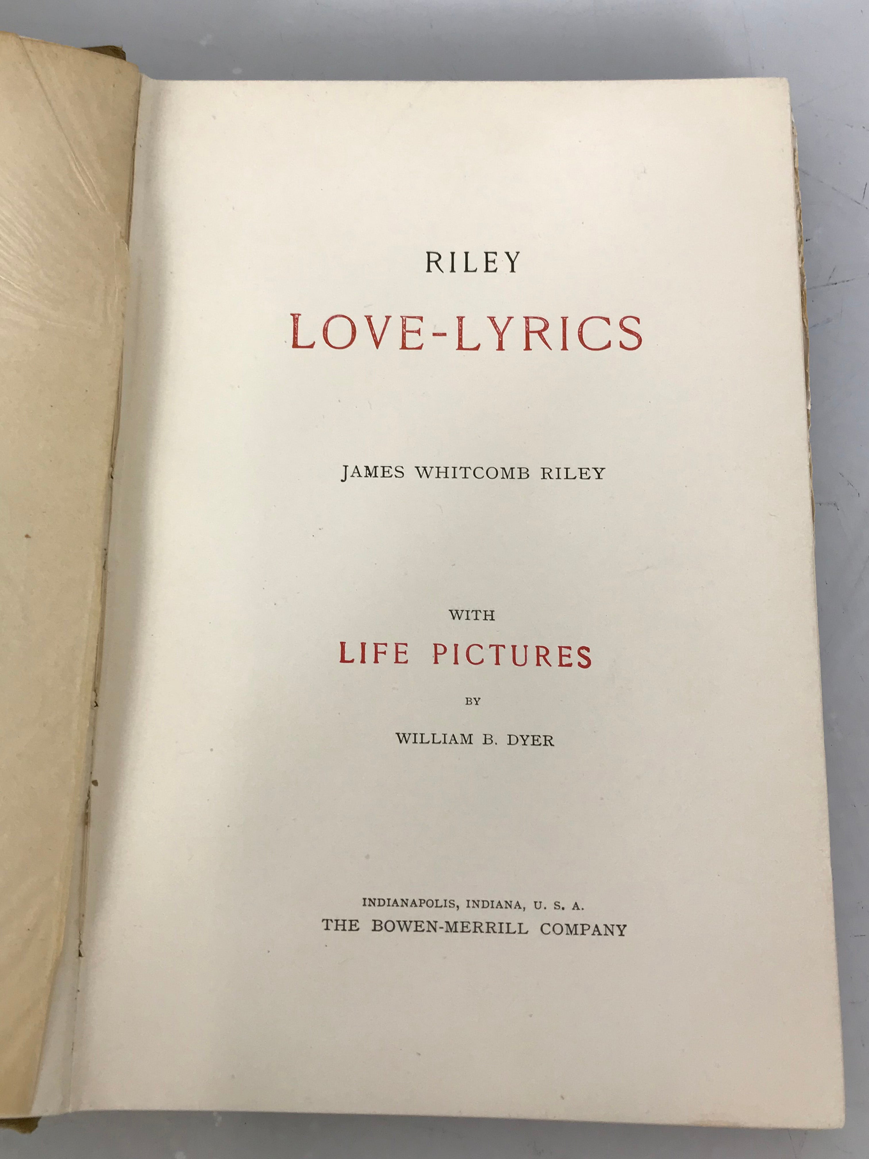 Riley Love Lyrics by James Whitcomb Riley 1899