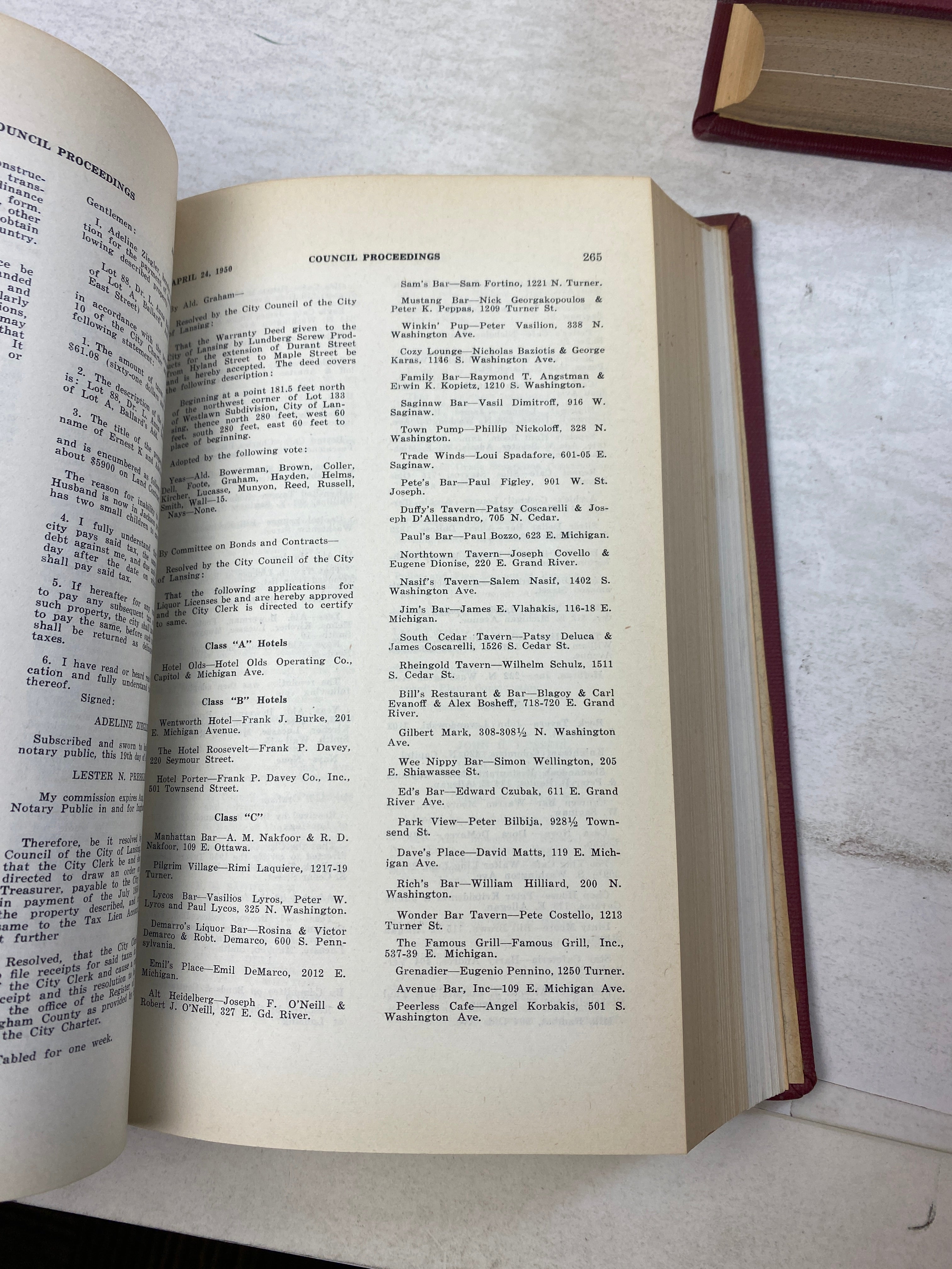 Lot of 5 City of Lansing Proceedings of City Council 1950-1962