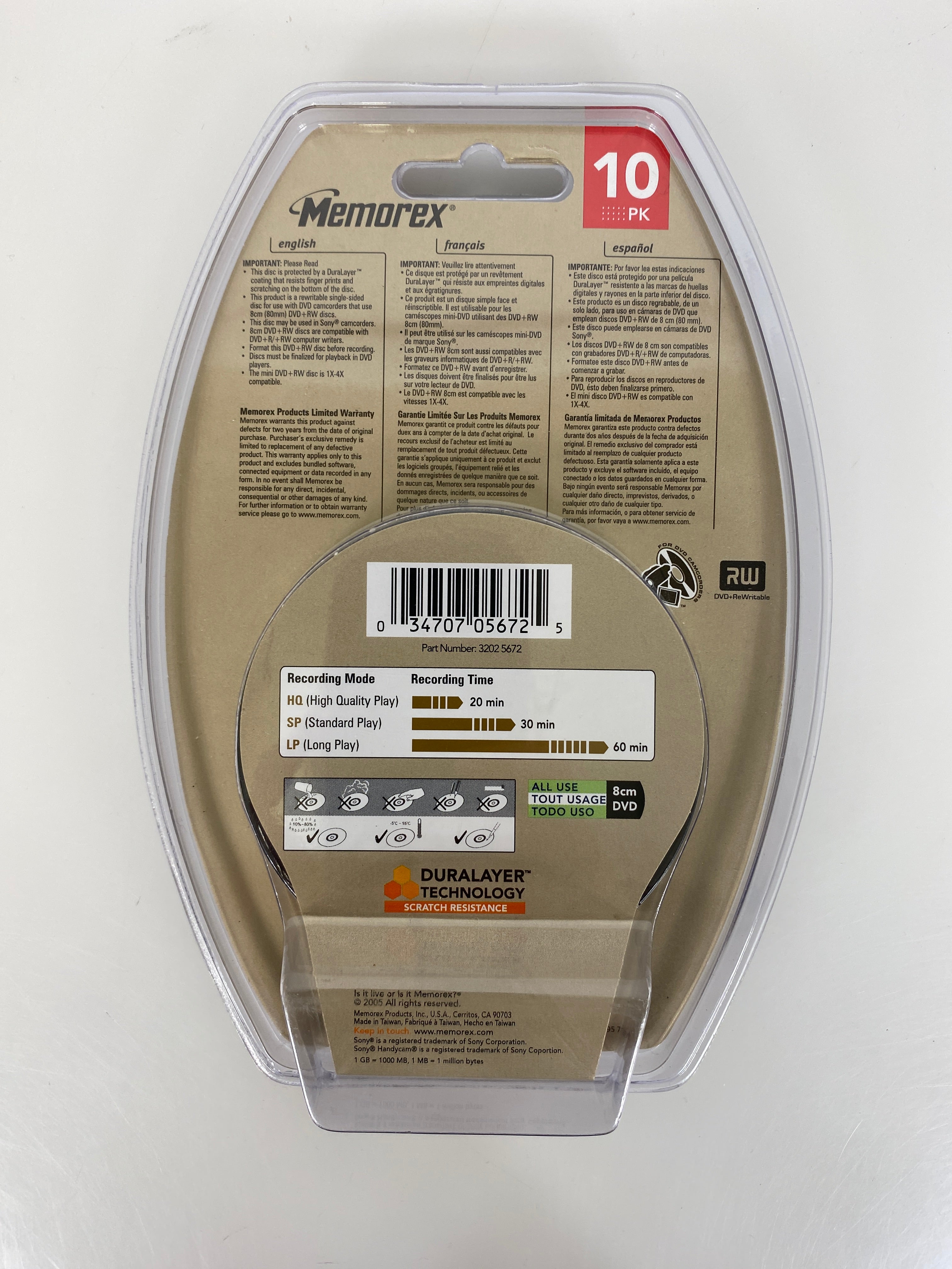 Memorex 1.4GB 30 Minute Mini DVD+RW 10-Pack *New*