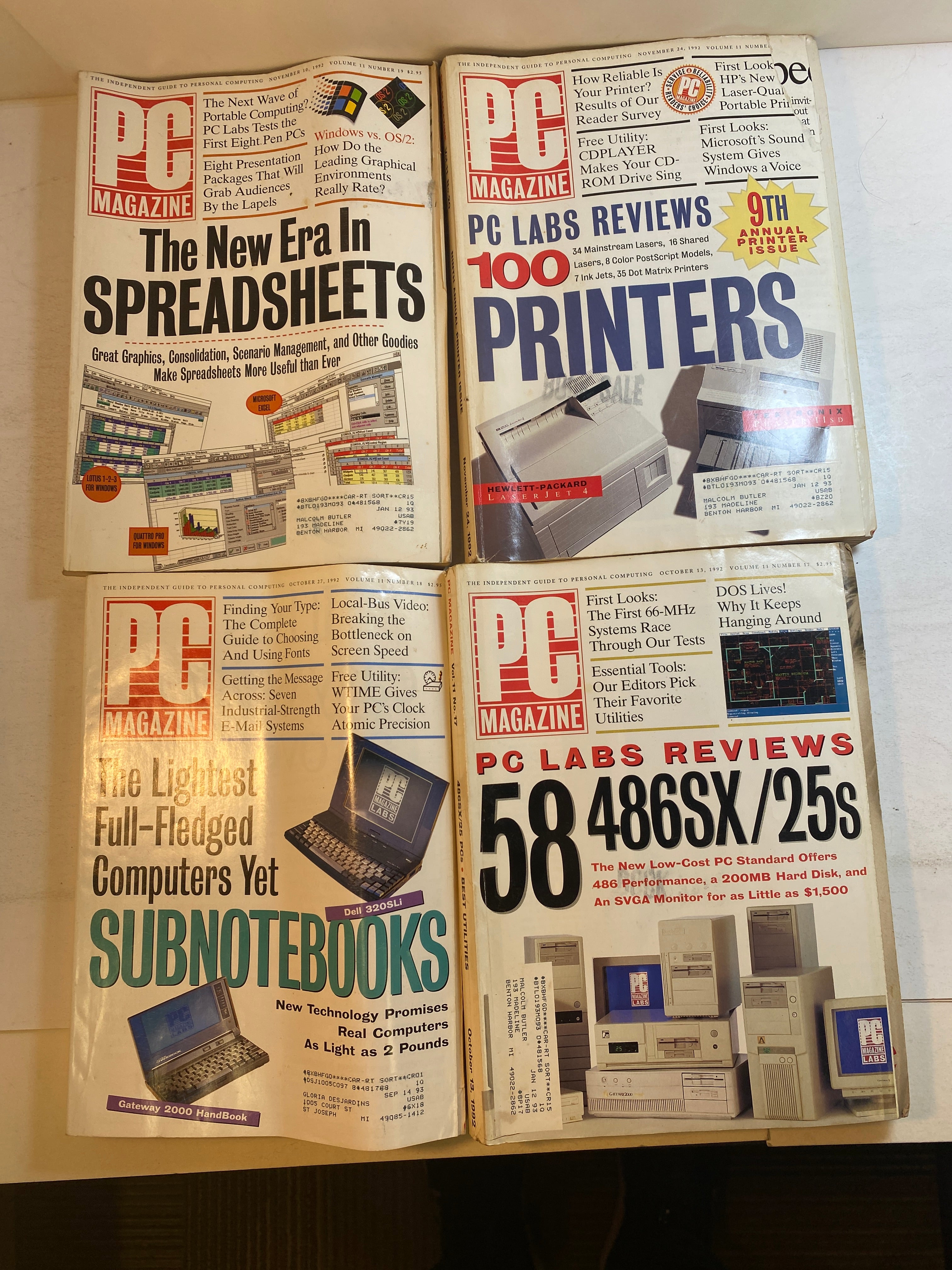 Lot of 4 Vintage PC Magazine 1992