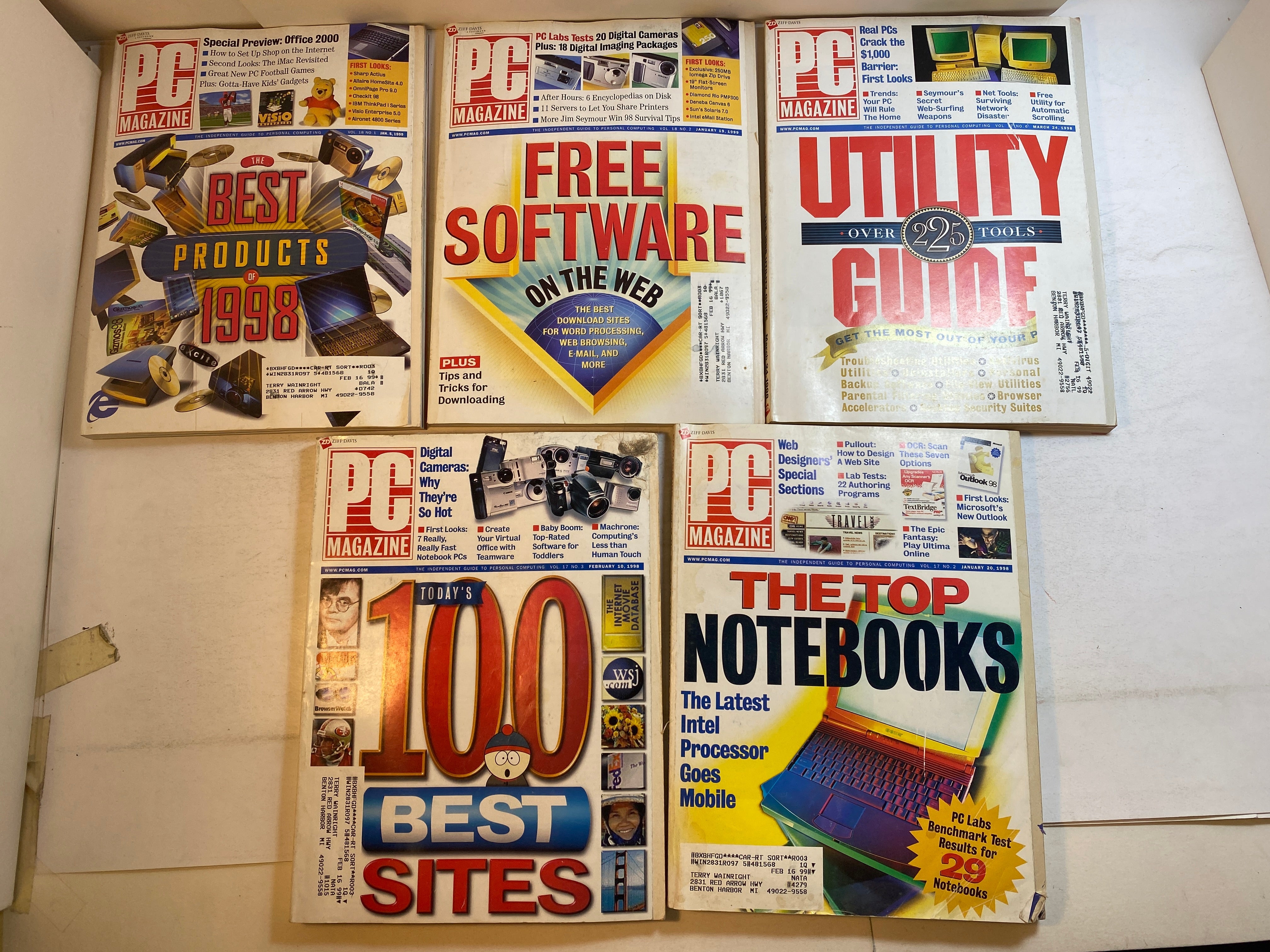 Lot of 5 Vintage PC Magazine 1998-1999