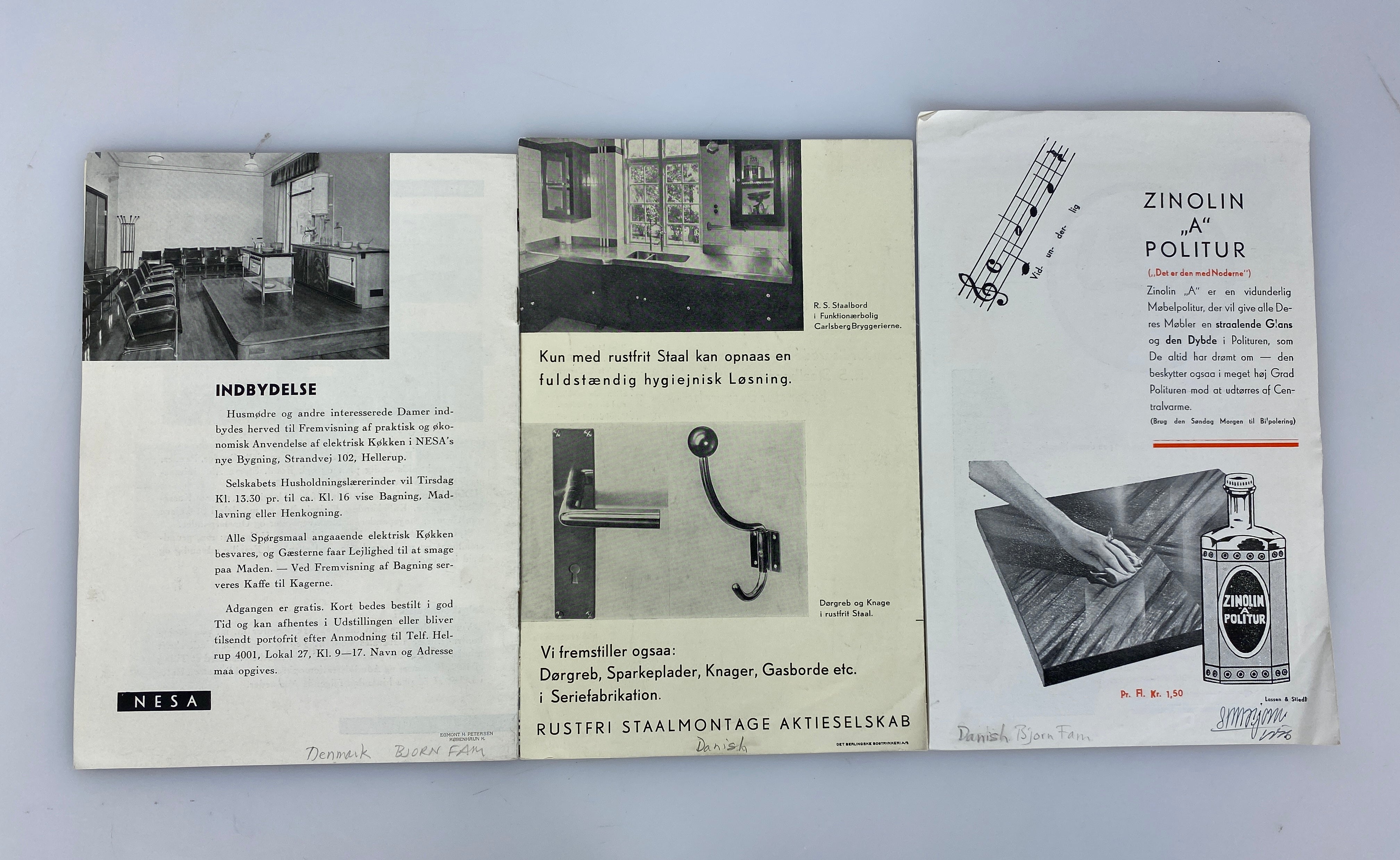 Lot of Vintage Danish "Modern Kitchen" Booklets c1930s with Price Lists SC