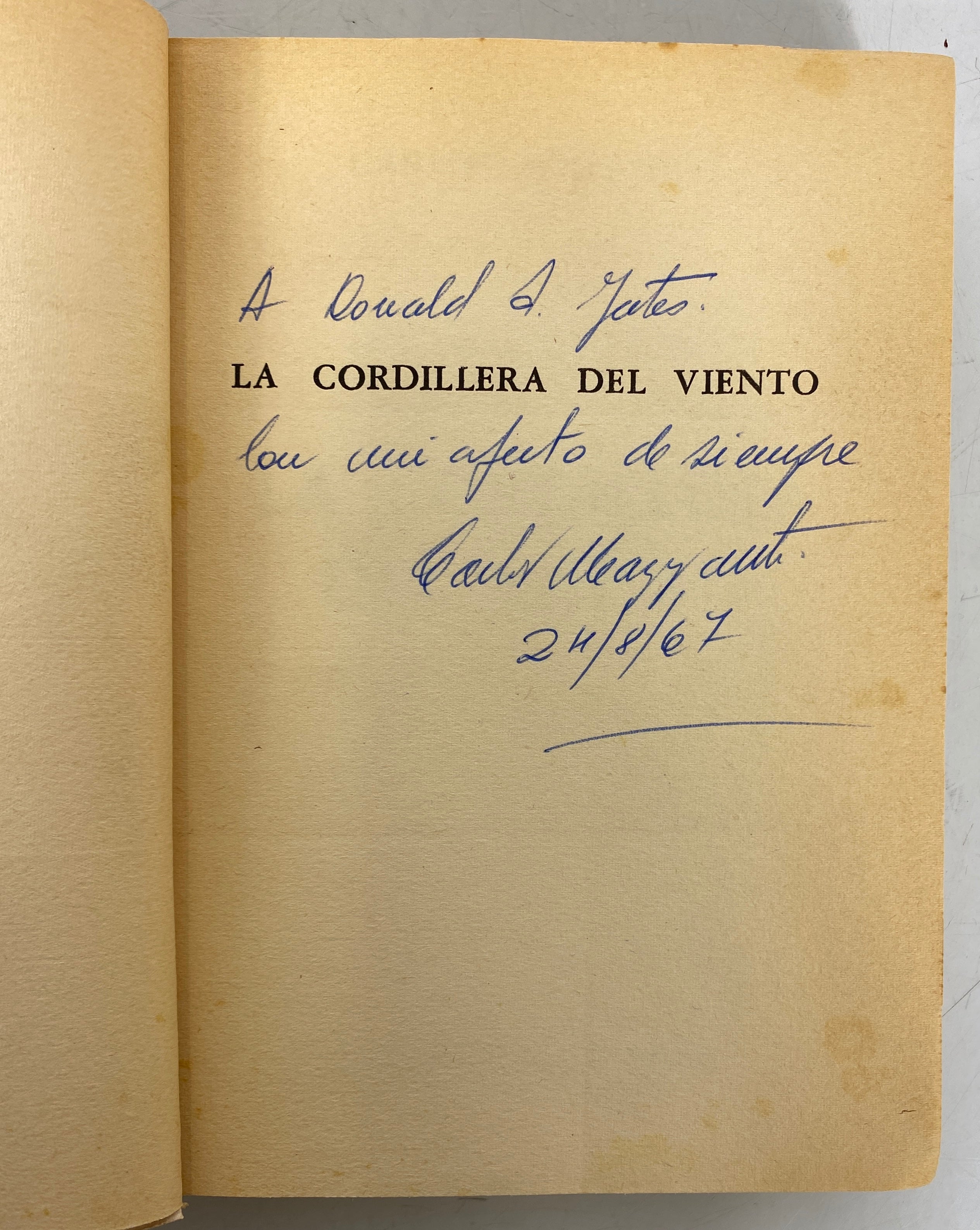 La Cordillera del Viento Carlos Mazzanti 1966 Inscribed SC