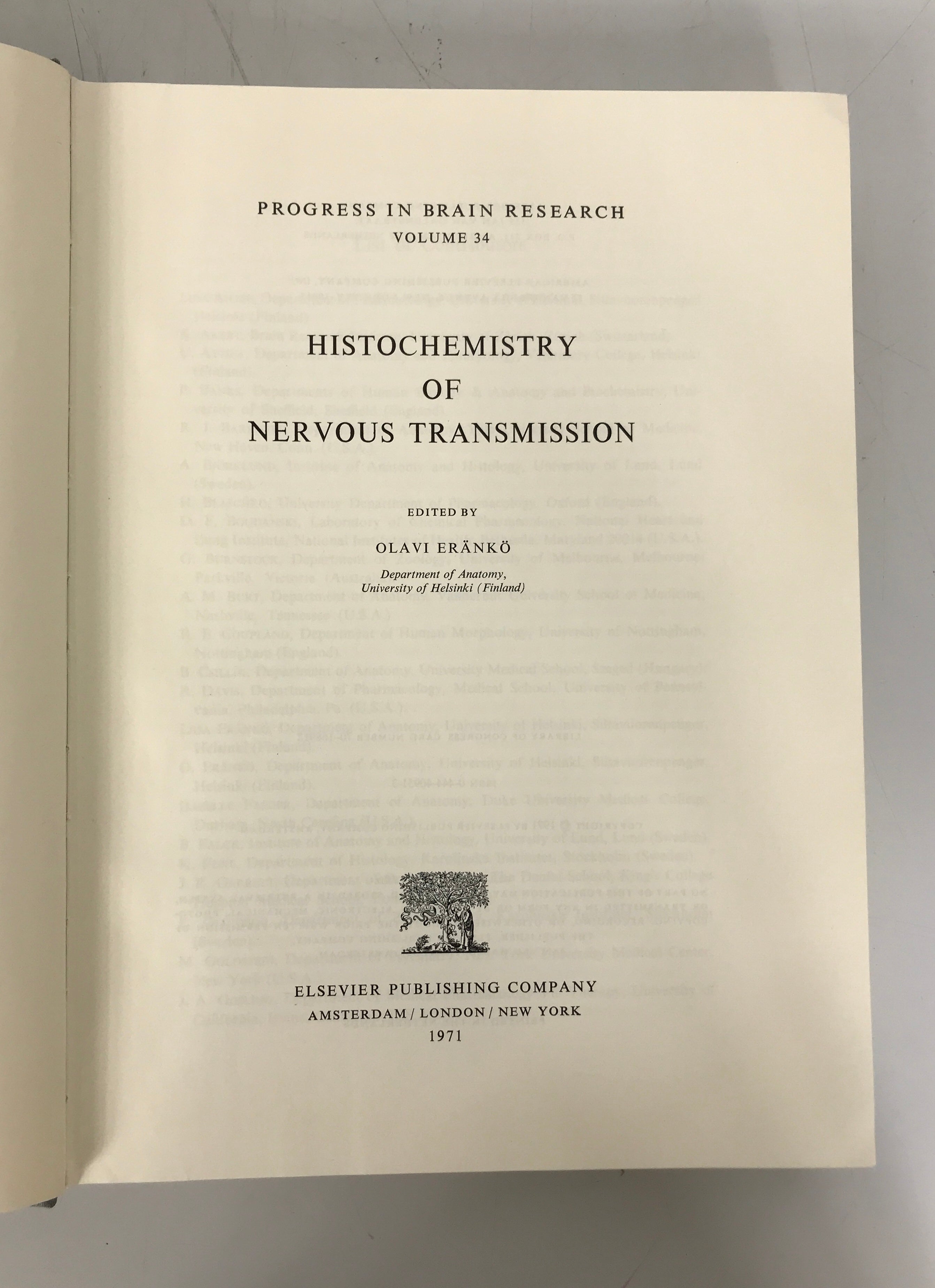 Progress in Brain Research 34 Histochemistry of Nervous Transmission 1971