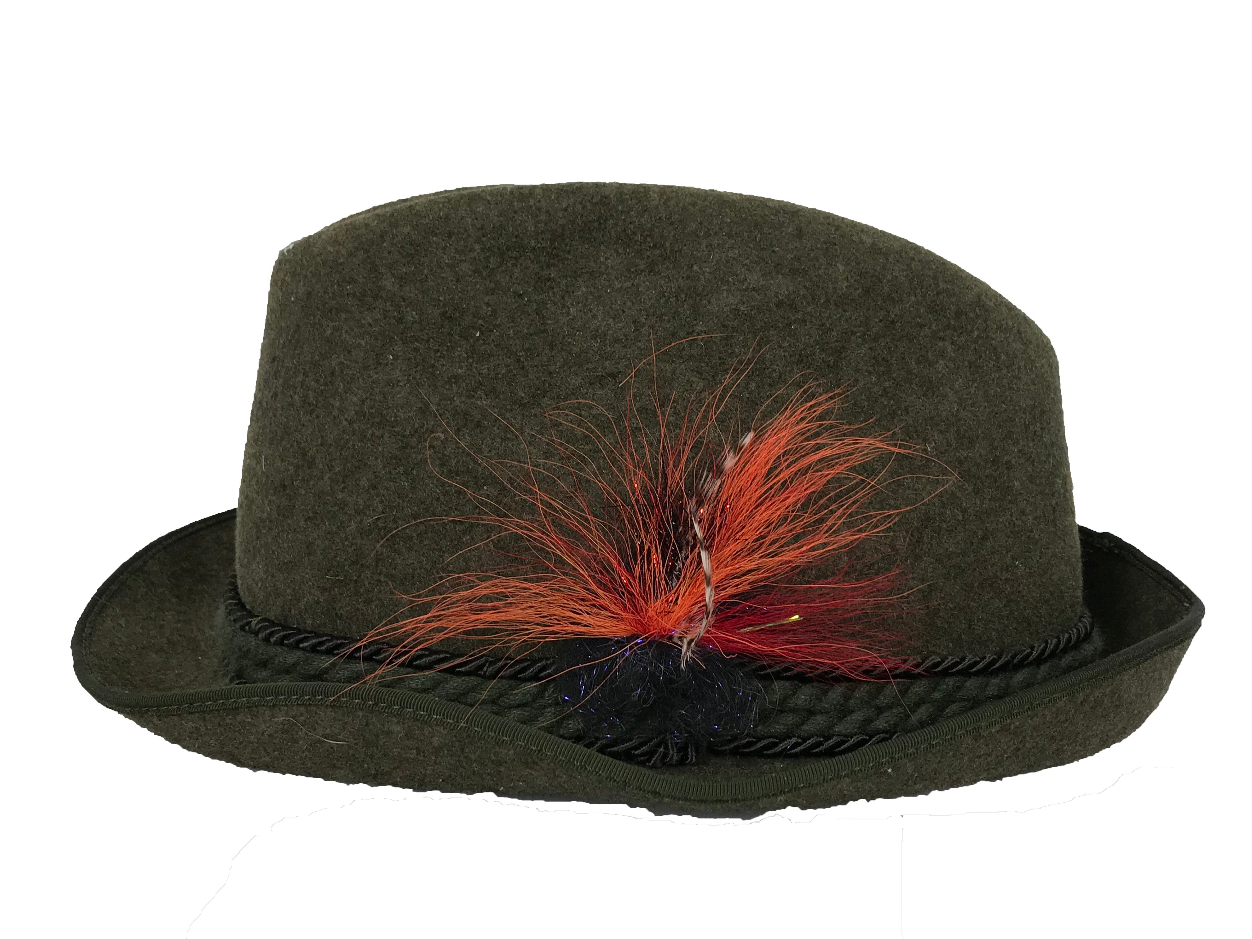 Lodenhut Green Wool Hat with Feather Detail Size 7 1/4