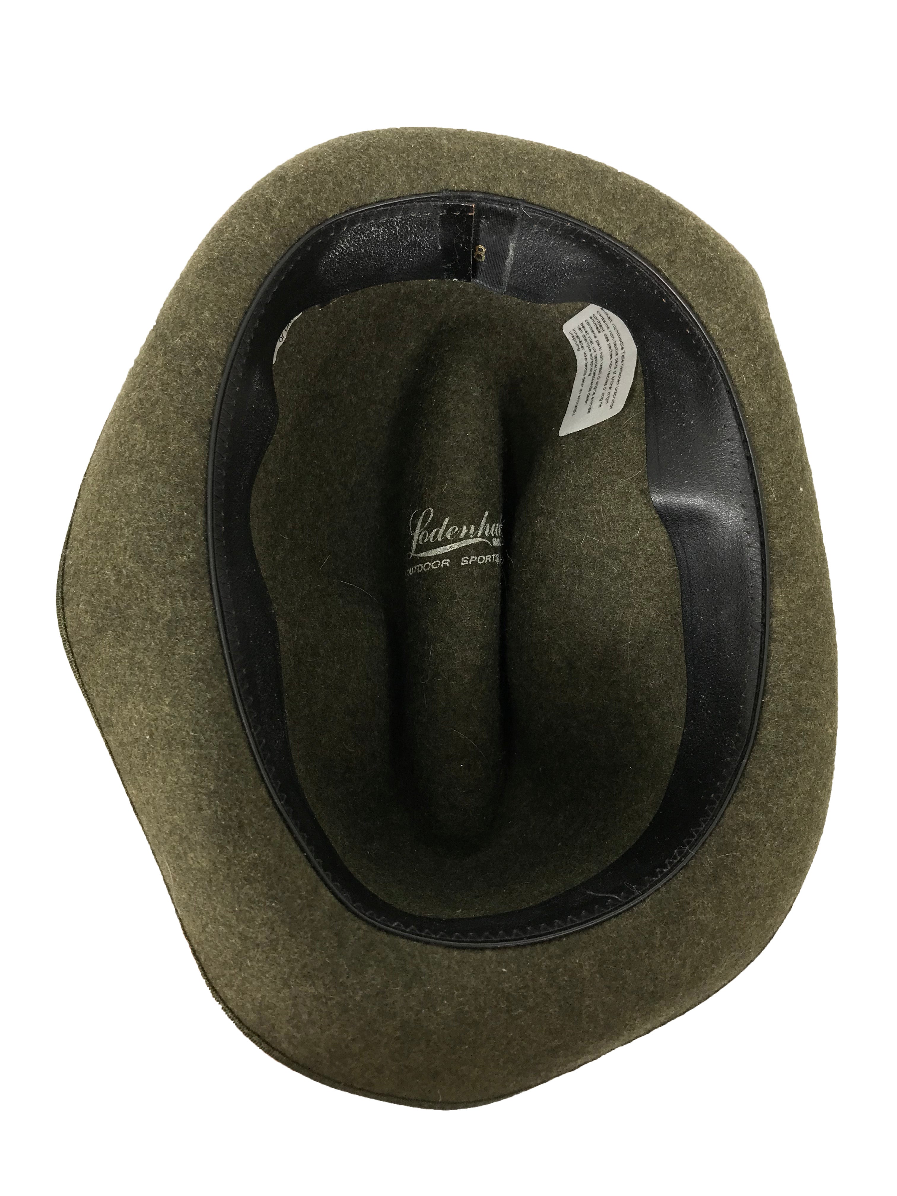 Lodenhut Green Wool Hat with Feather Detail Size 7 1/4
