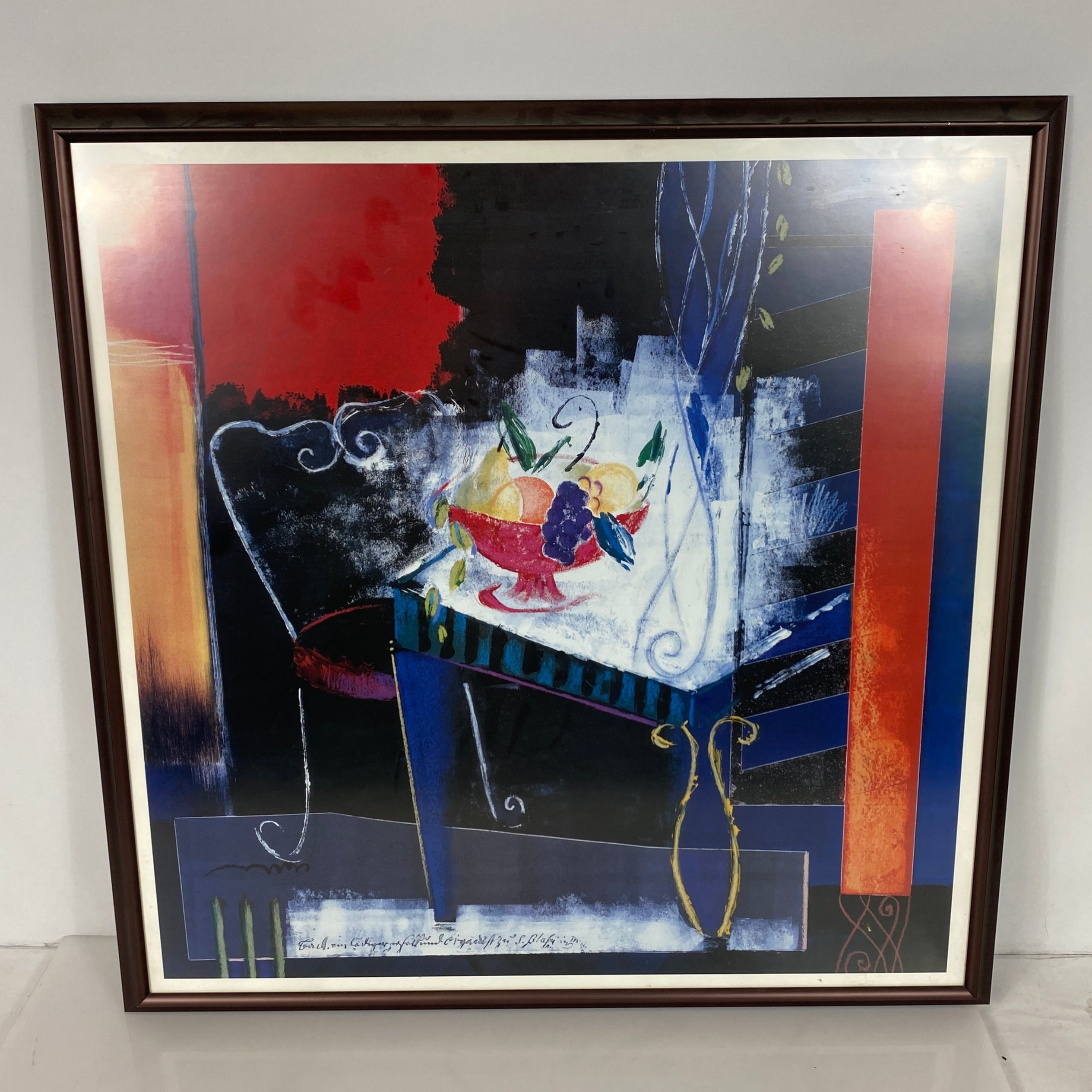 "Fruit Bowl on Table" Painting in Nielsen Black Frame