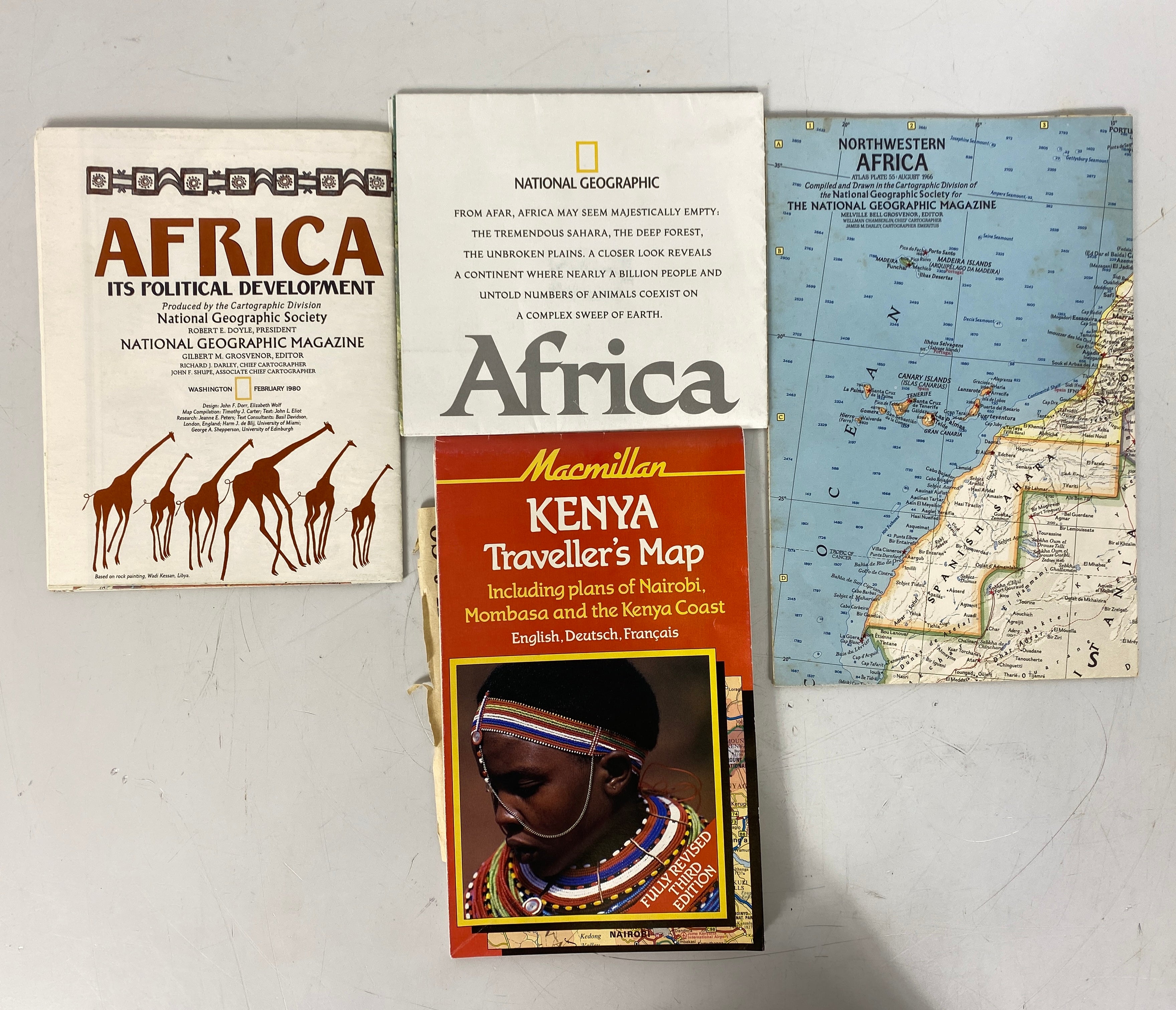 Lot of Vintage Maps: Macmillan Kenya/National Geographic/Northwestern Africa