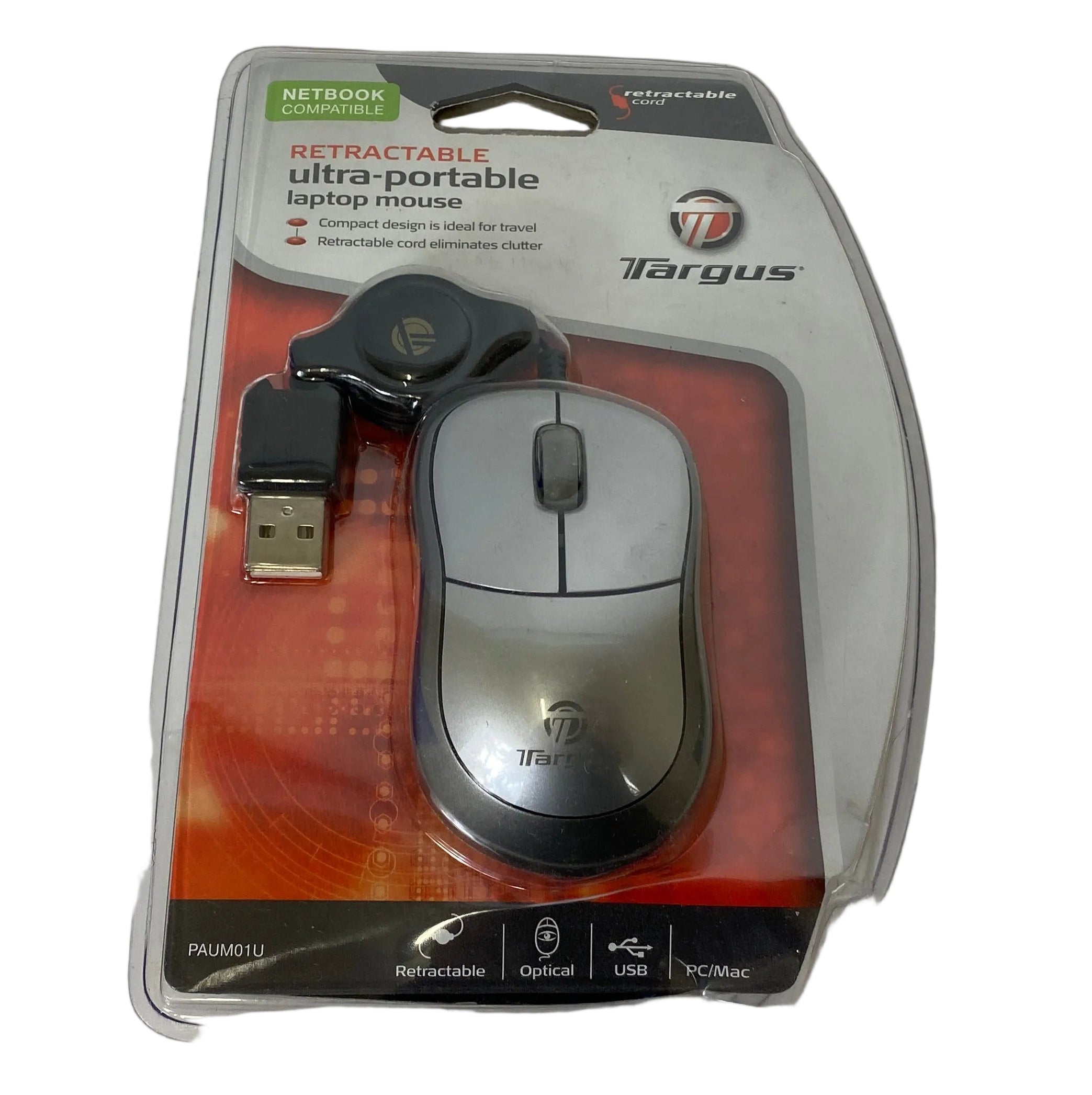 Targus PAUM01U Retractable Ultra-Portable Laptop Mouse *New*