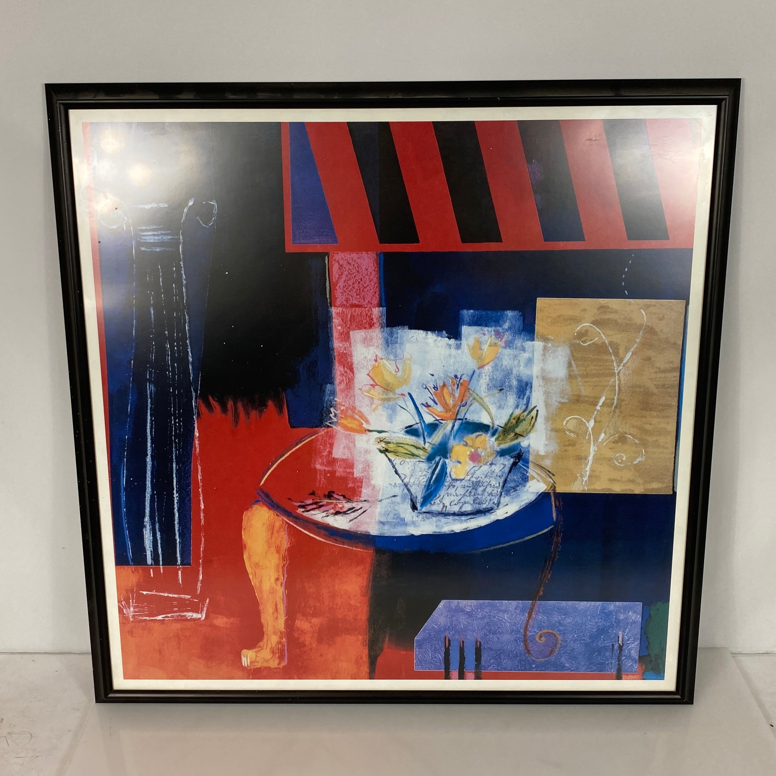 "Flowers on Table" Painting in Nielsen Black Frame