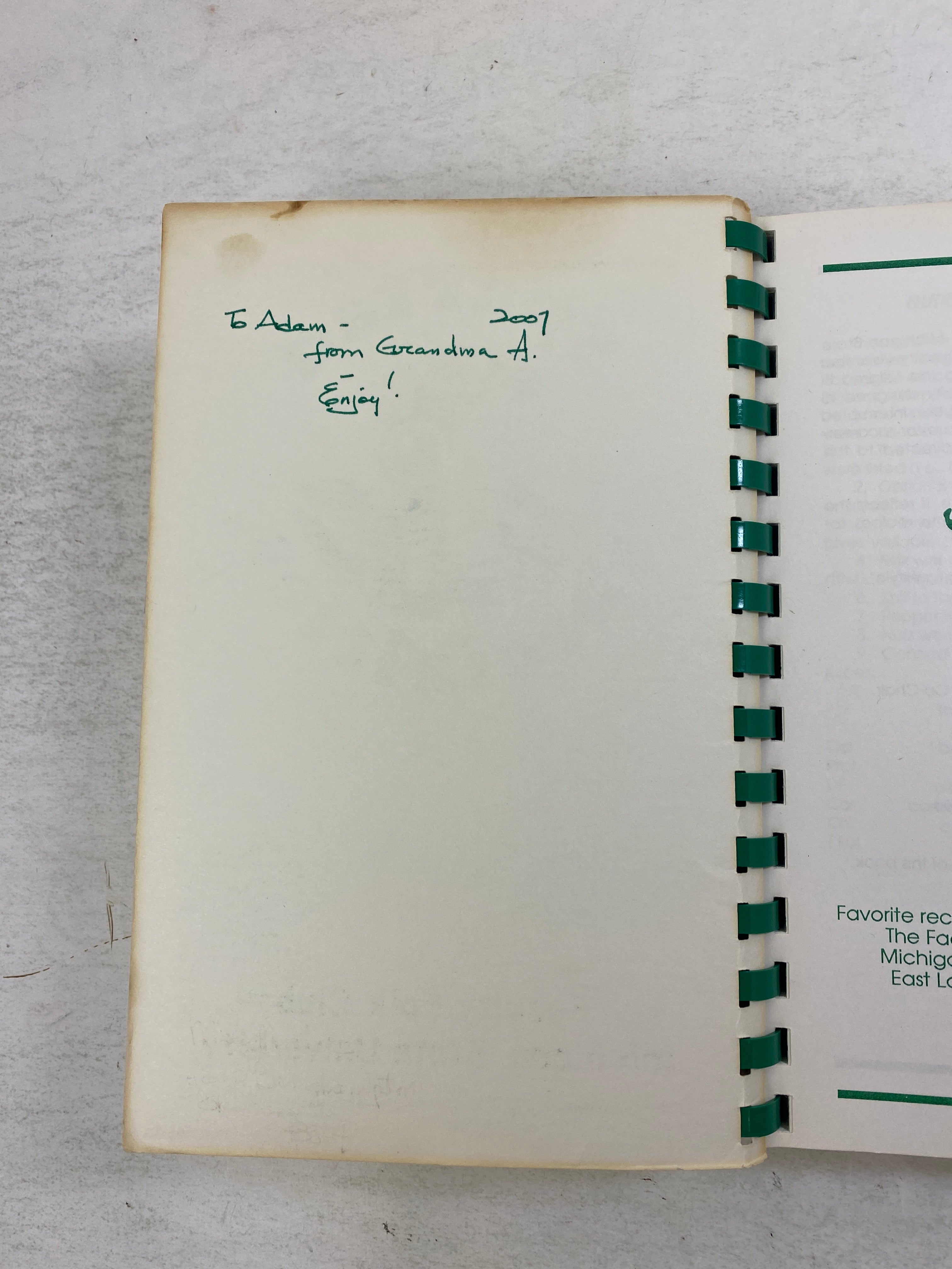 Spartan Specialties Cook Book MSU Faculty Folk Club 1980s
